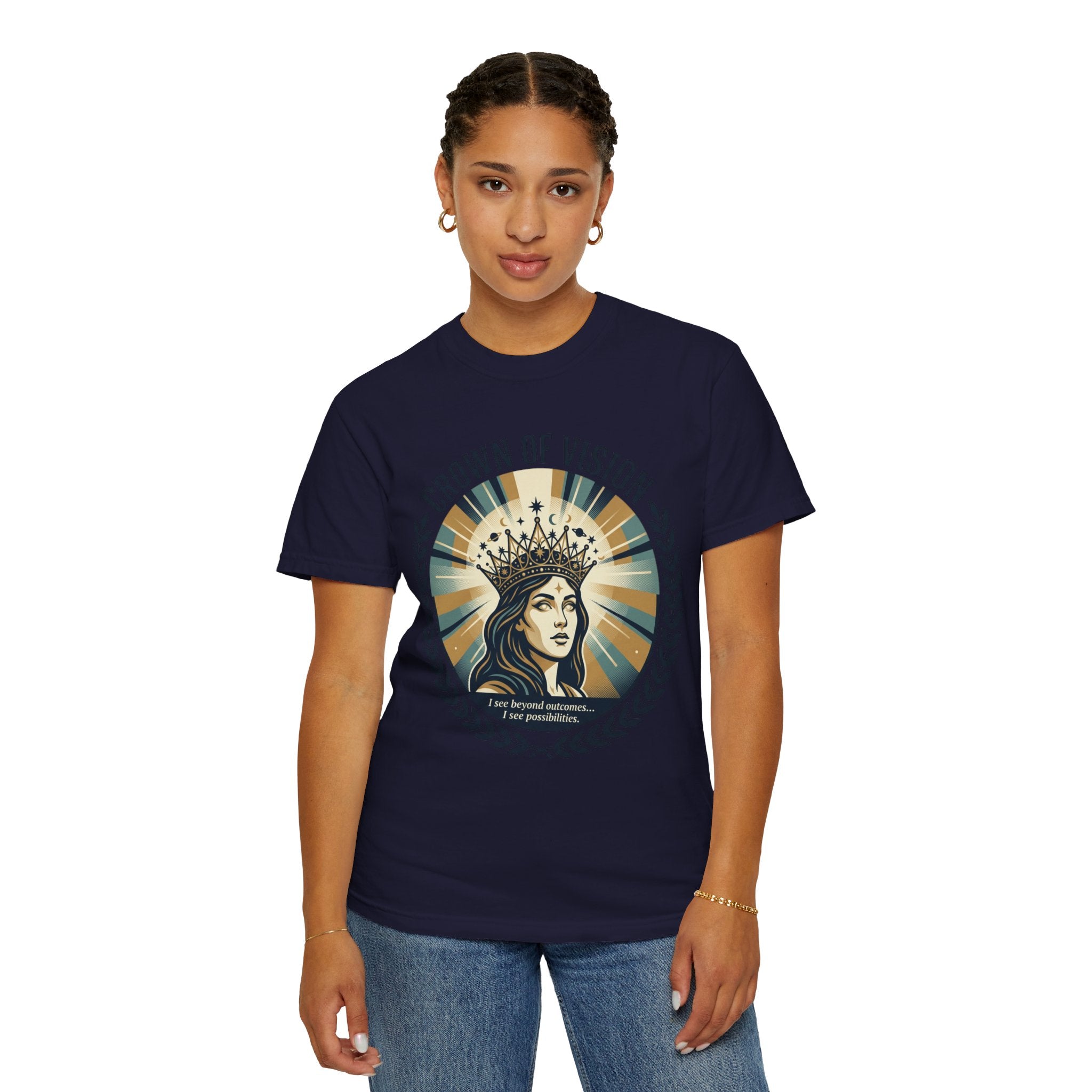 Power Runs Black Crown of Vision T-Shirt — Vintage Inspirational Graphic Tee by Printify