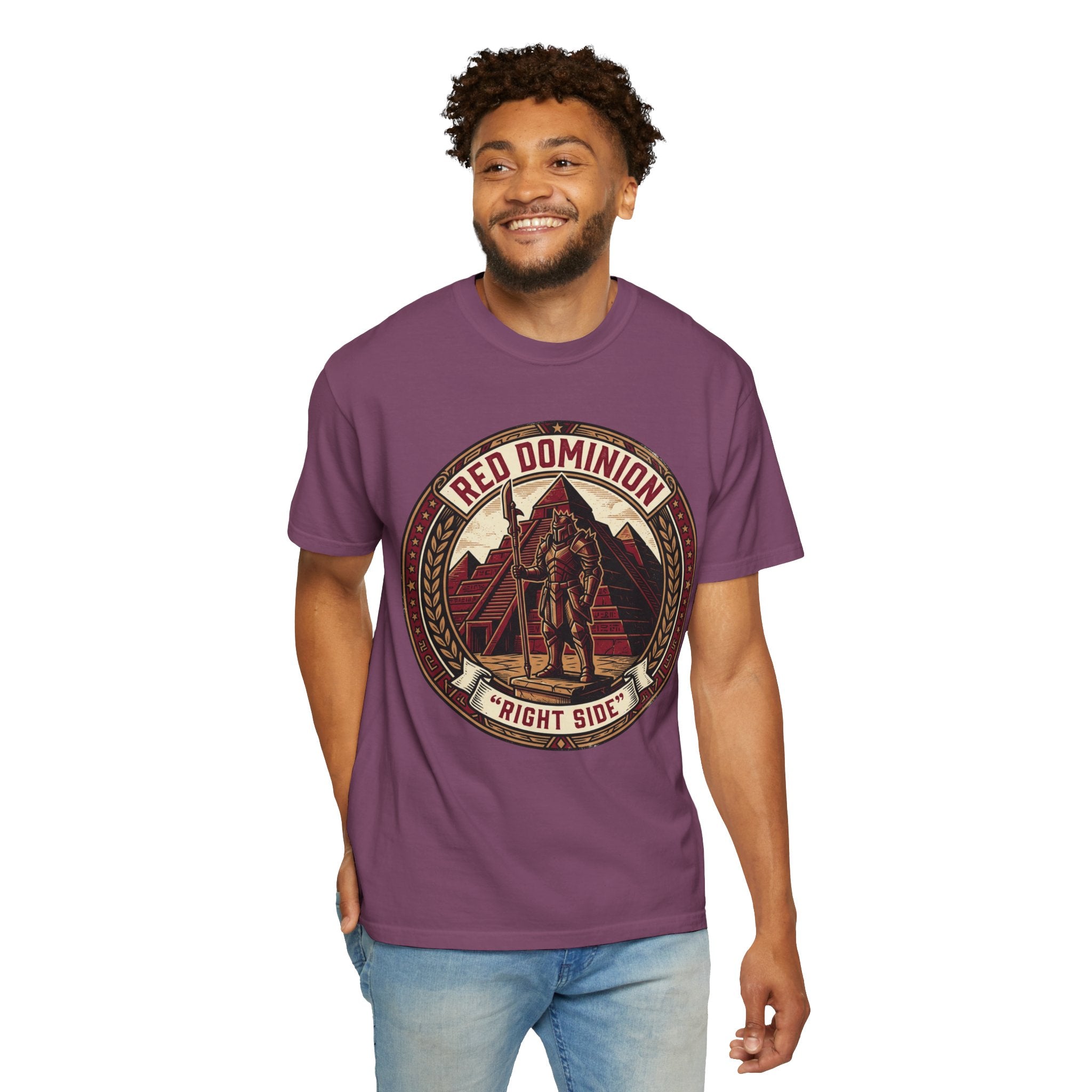 Power Runs Black PRB Red Dominion 'Right Side' Graphic T-Shirt by Printify