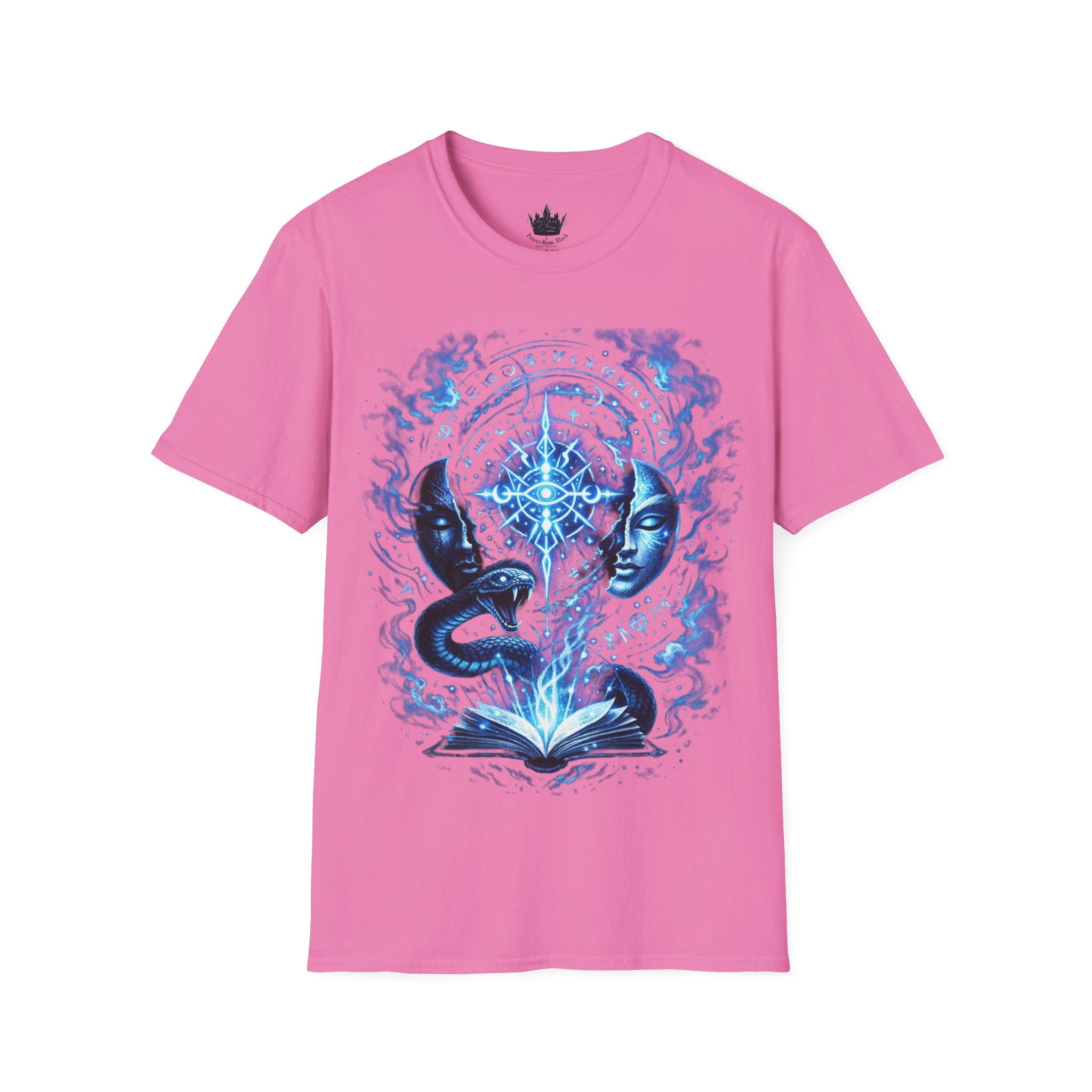 PRB Mystic Oceanic Spell T-Shirt — Blue Serpent & Moon Magic Tee by Power Runs Black