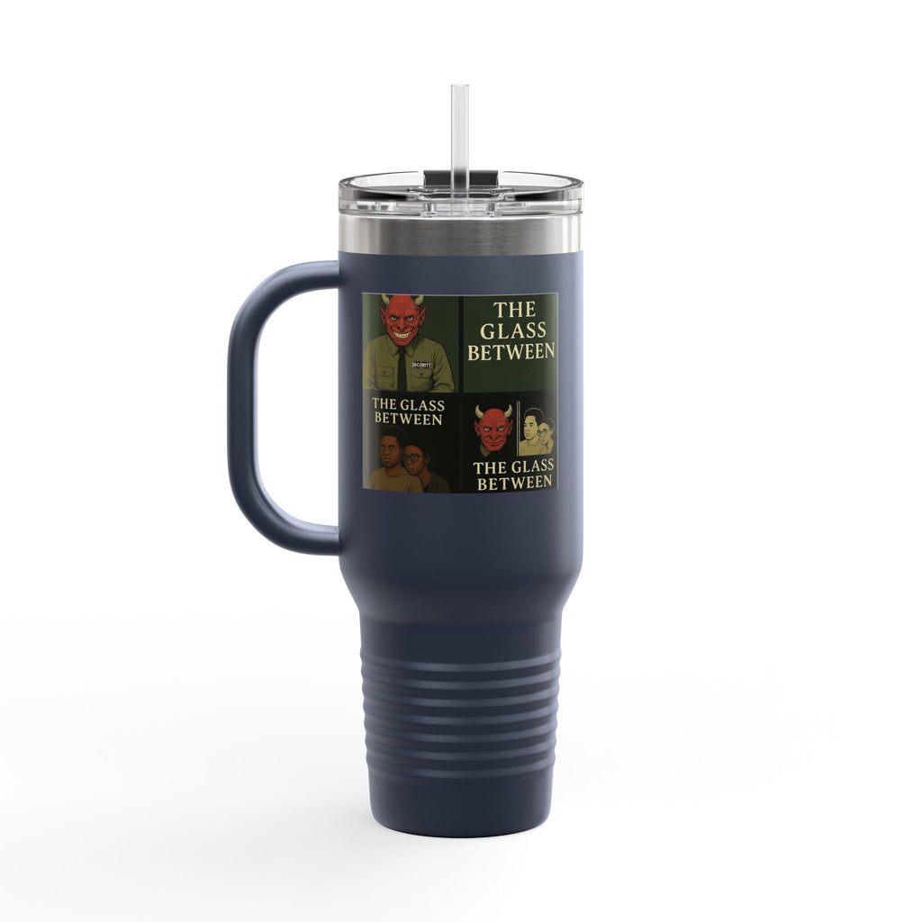 PRB The Glass Between collage travel mug | 40oz insulated tumbler by Printify