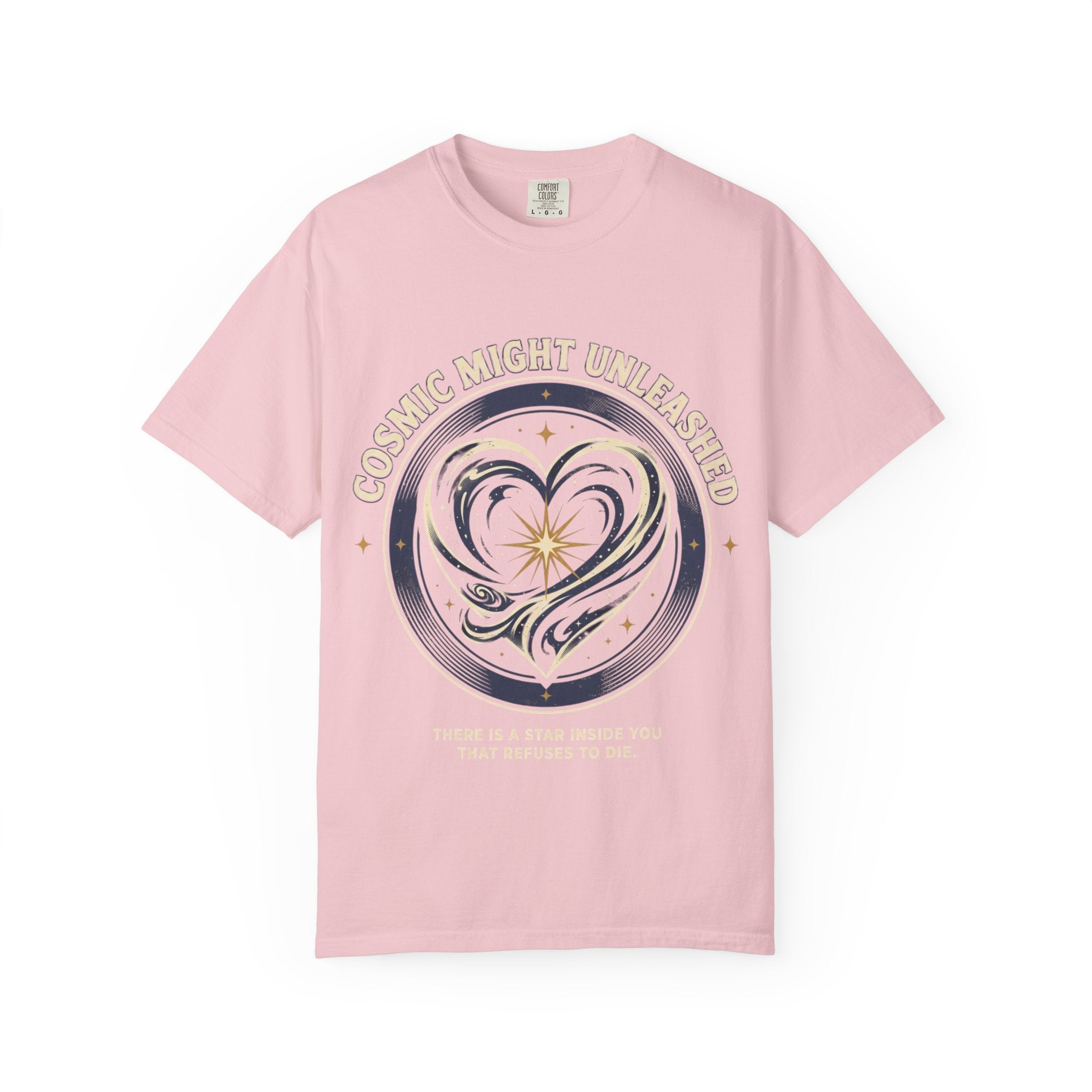 PRB Starforged Flex Cosmic Might Unleashed Heart Graphic T-Shirt — "Cosmic Might Unleashed" Astral Design by Power Runs Black
