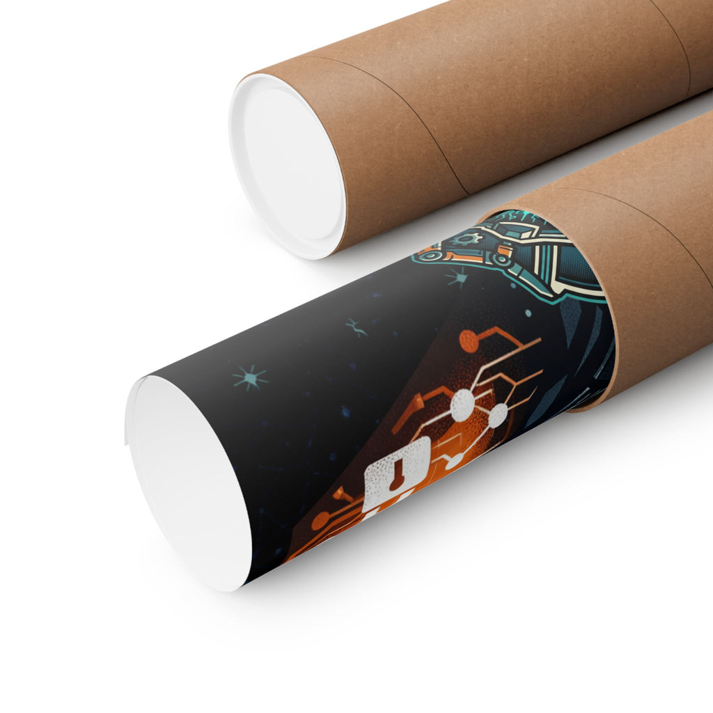 Power Runs Black Cyberframe Unit Sci‑Fi Poster — Matte Vertical by Power Runs Black