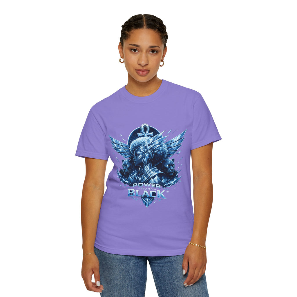 Power of Black Graphic T-Shirt — Egyptian Ankh Warrior Design by Power Runs Black