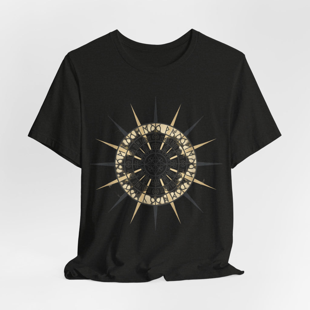 PRB Compass Rose Mandala Tee — Nautical Compass Graphic Shirt by Power Runs Black
