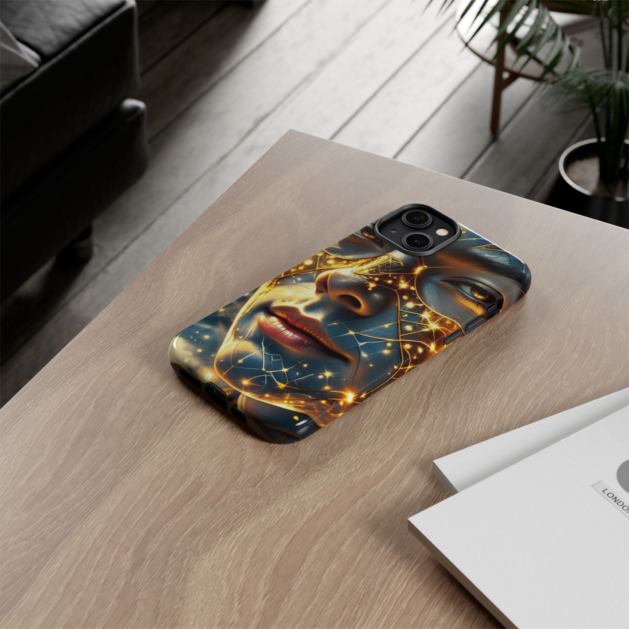 PRB Galactic Portrait Tough Case | Cosmic Face Phone Case, Starry Nebula Design by Power Runs Black