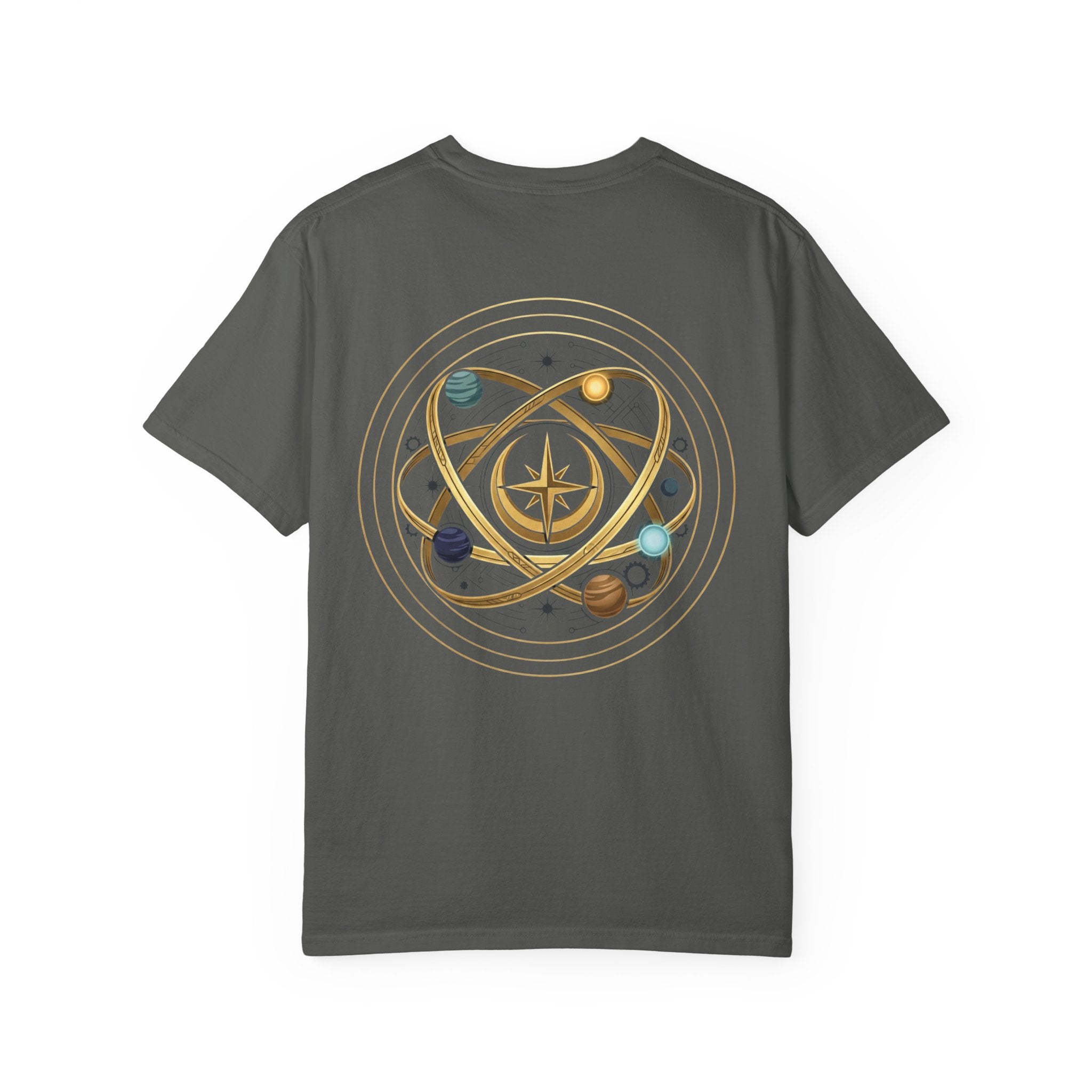 PRB Crown & Cosmos Graphic T-Shirt | Gold Royal Crest & Celestial Back by Printify