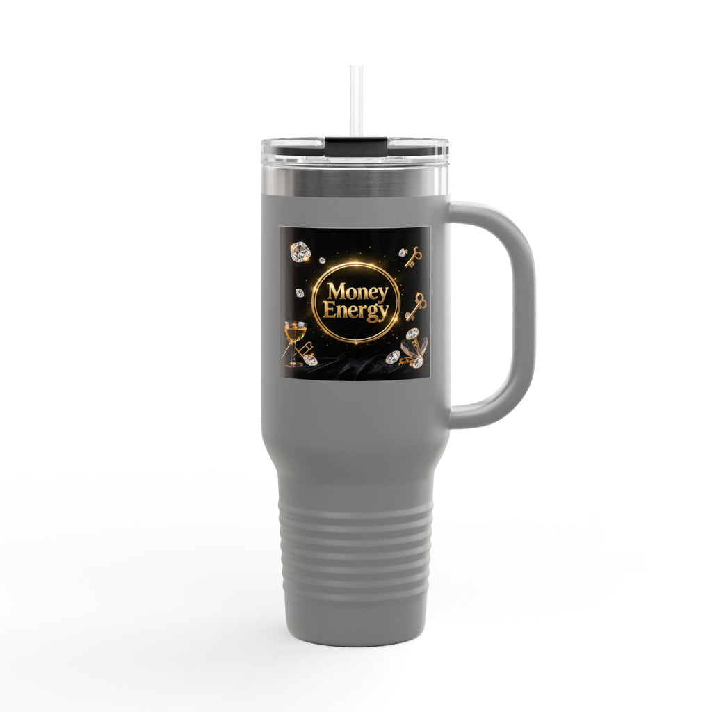 PRB 40oz Insulated Travel Mug — "Money Energy" Motivational Design by Printify