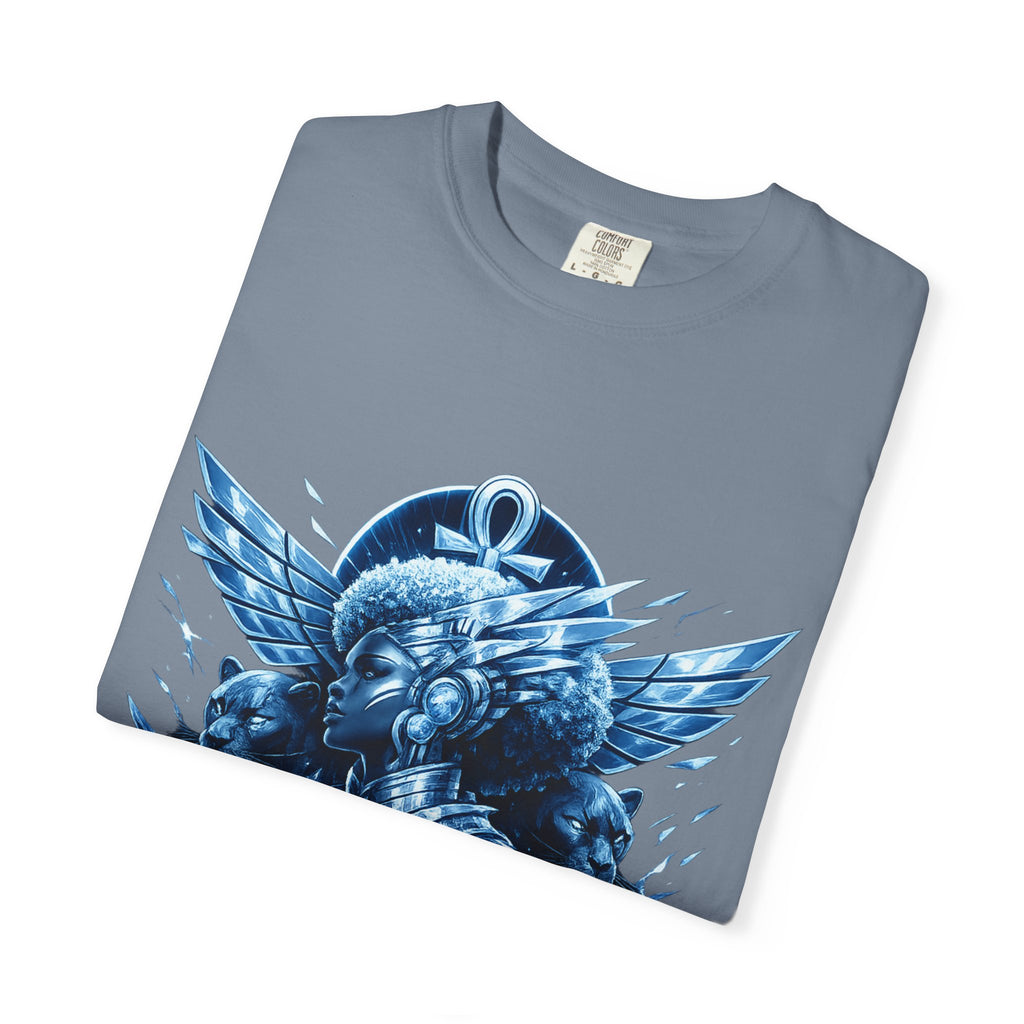 Power of Black Graphic T-Shirt — Egyptian Ankh Warrior Design by Power Runs Black