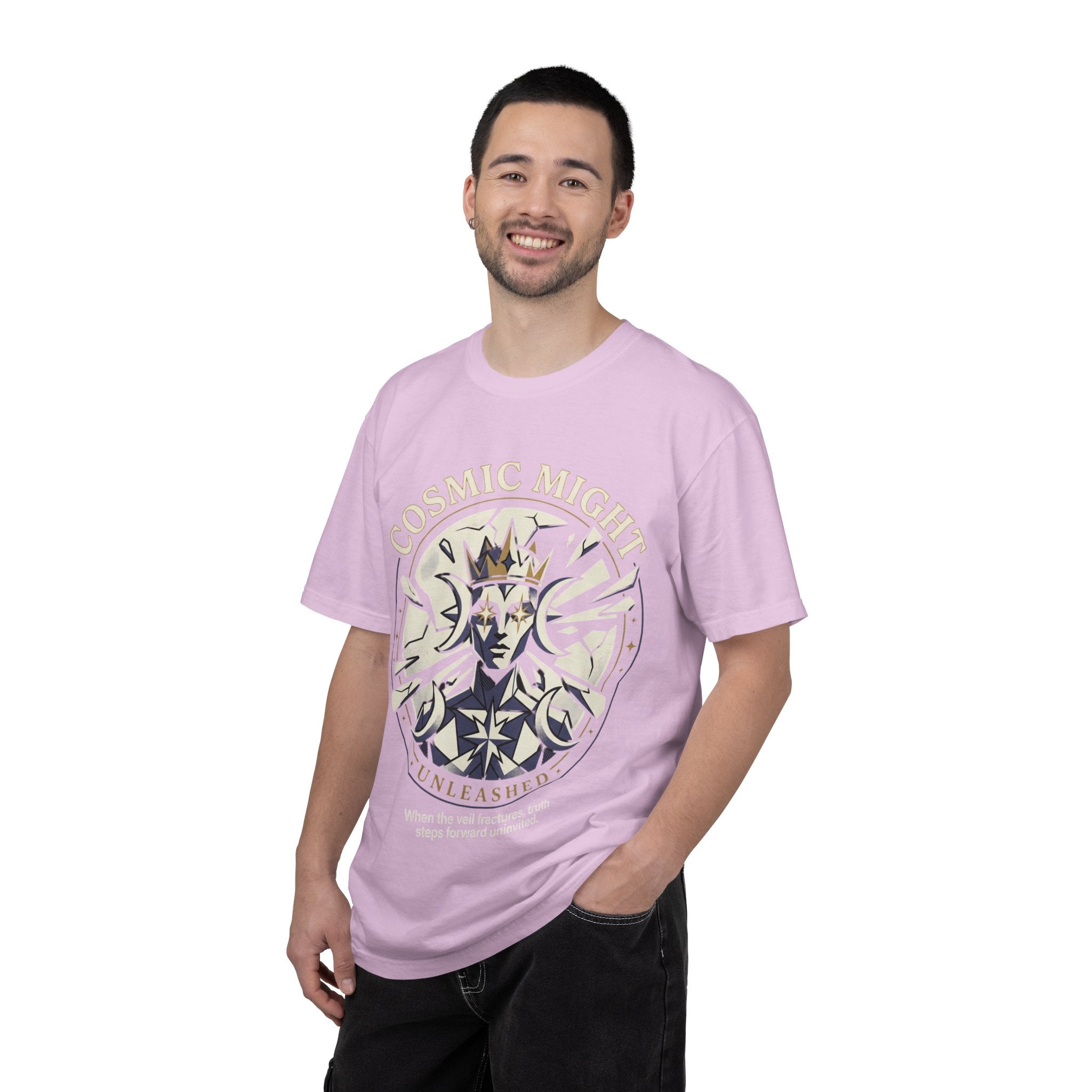 PRB Starforged Flex Cosmic Might Unleashed Graphic T-Shirt — 'Cosmic Might Unleashed' Vintage Astro King Tee by Power Runs Black