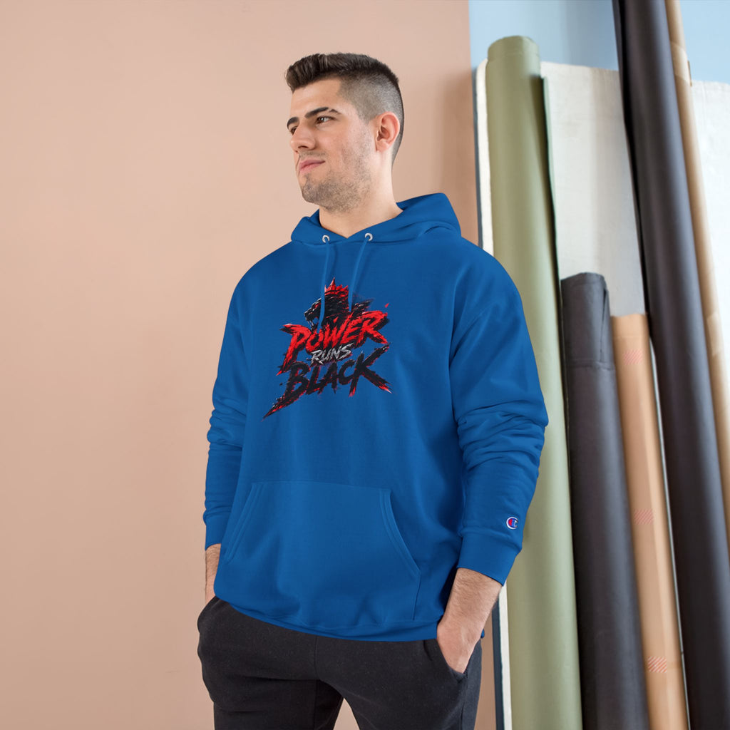 Power Runs Black logo hoodie | Flame crest design by Power Runs Black