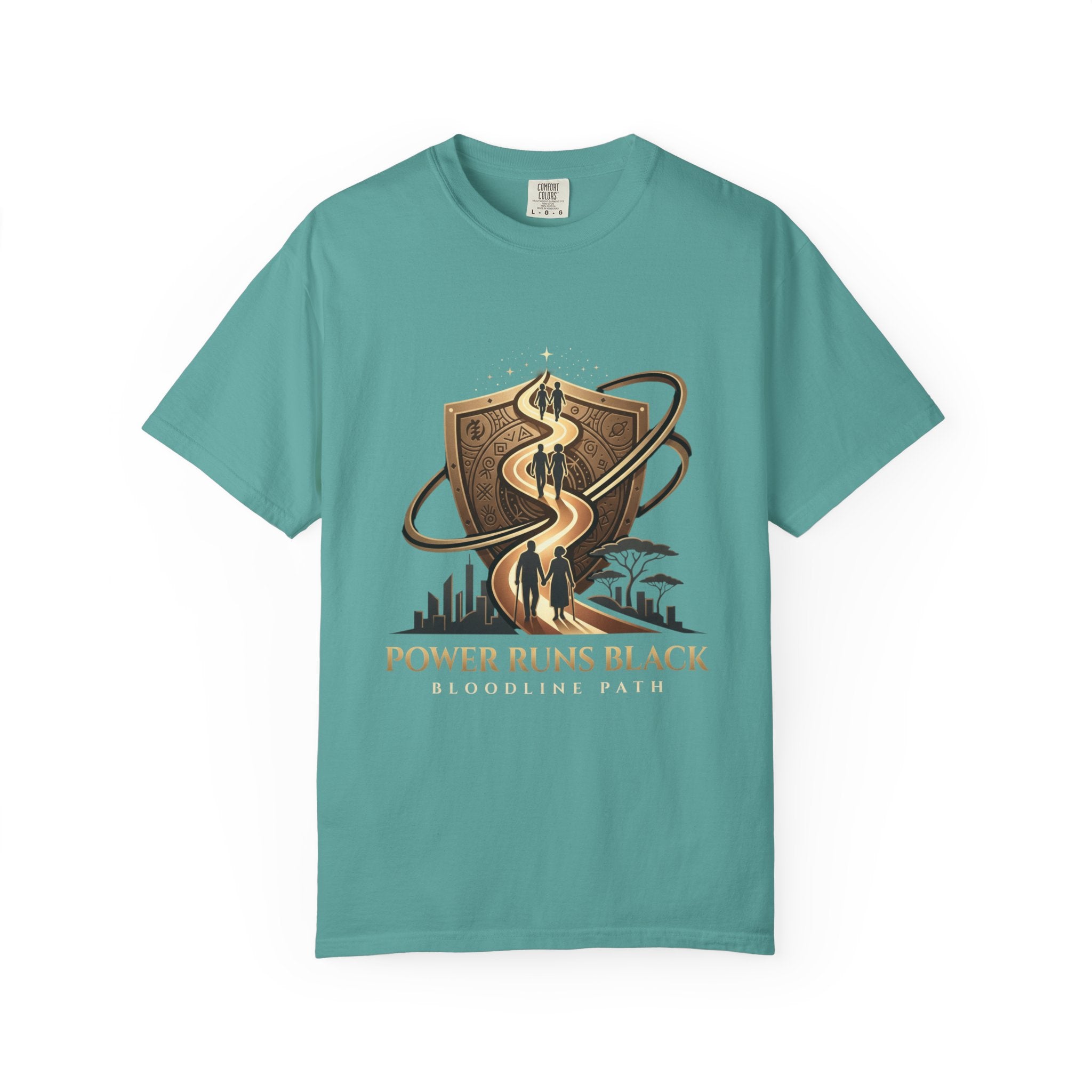 PRB Shield City Skyline Graphic T-Shirt | Serpent Emblem Streetwear Tee by Printify