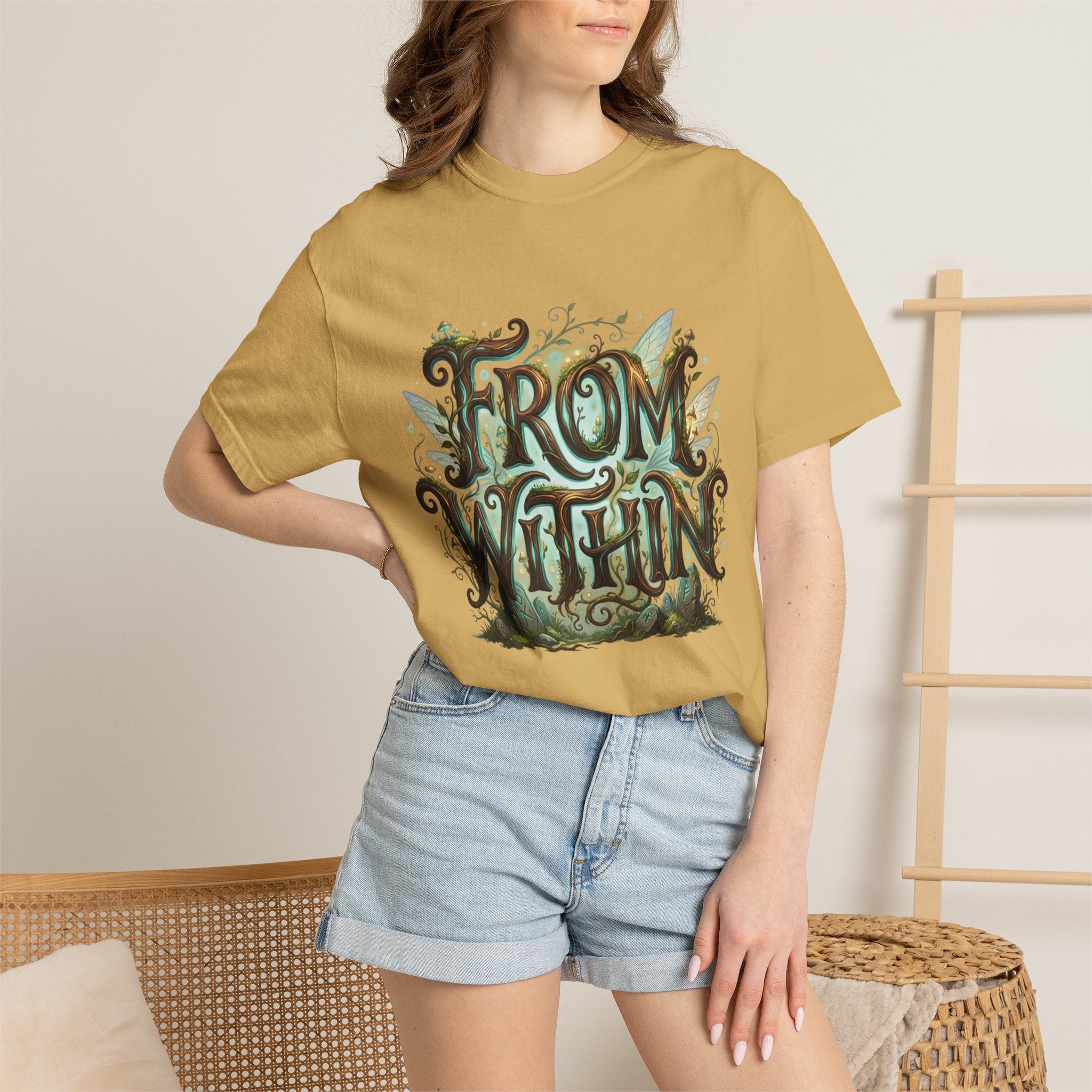 Power Runs Black PRB From Within T-shirt | Nature Typography Forest Illustration by Printify