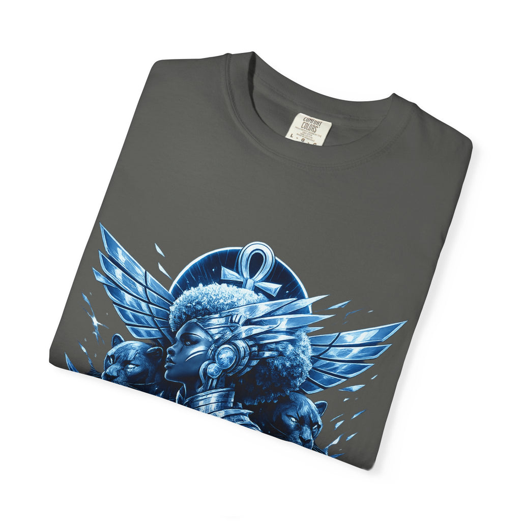 Power of Black Graphic T-Shirt — Egyptian Ankh Warrior Design by Power Runs Black