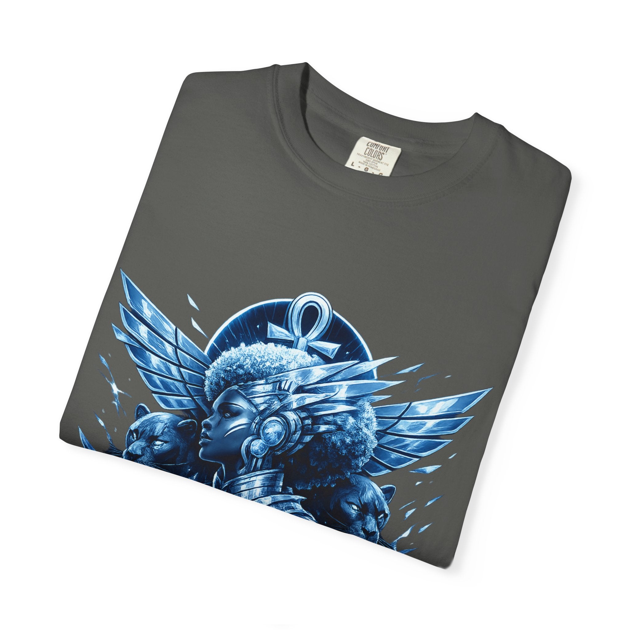 Power of Black Graphic T-Shirt — Egyptian Ankh Warrior Design by Power Runs Black