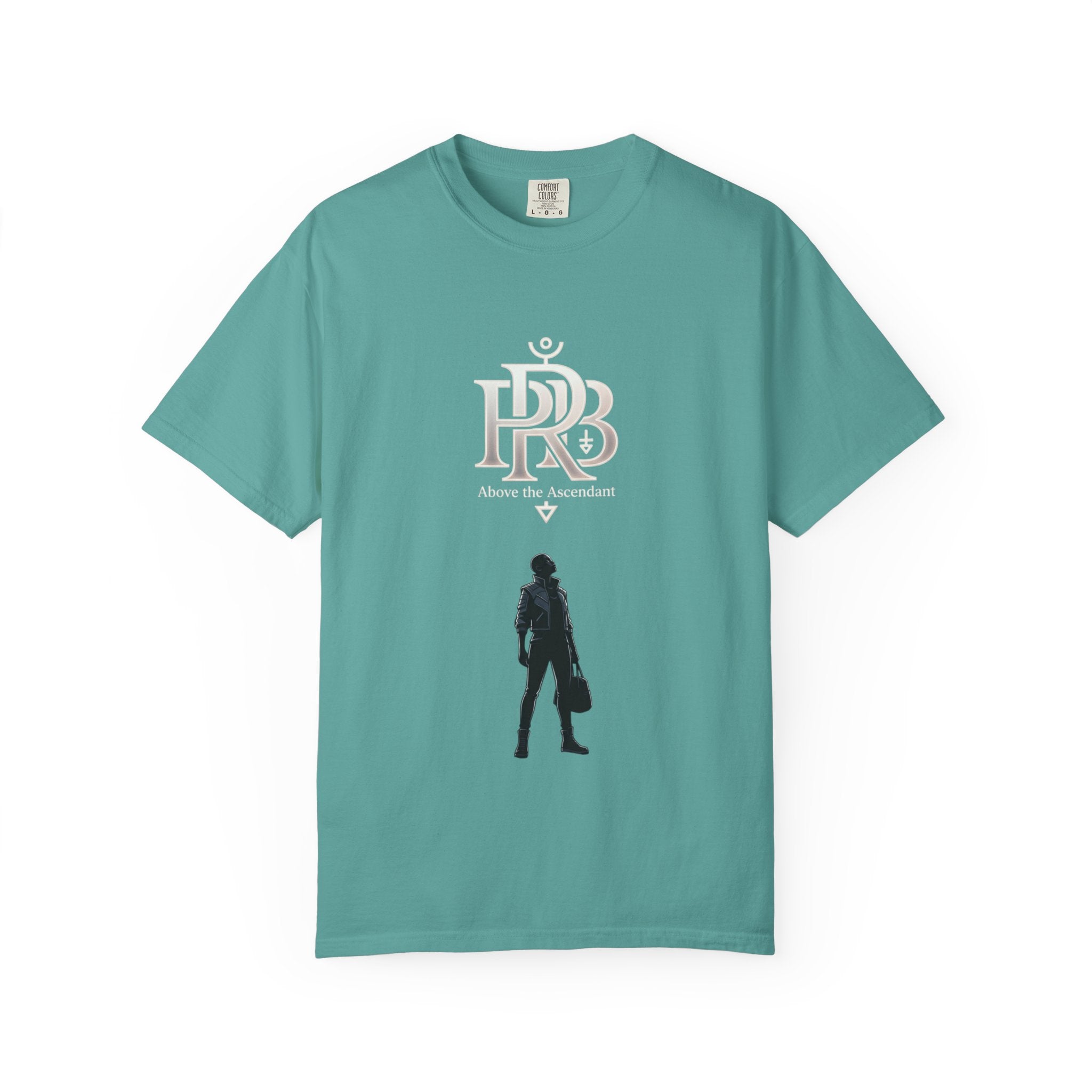 Printify Silhouette Logo T‑Shirt — Minimalist Dressed Figure & PRD Monogram - T-Shirt