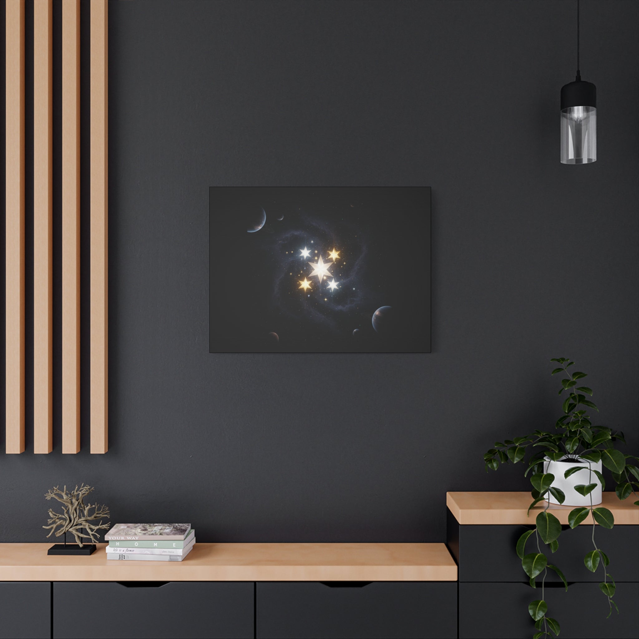 Power Runs Black PRB Glowing Star Constellation Canvas by Power Runs Black