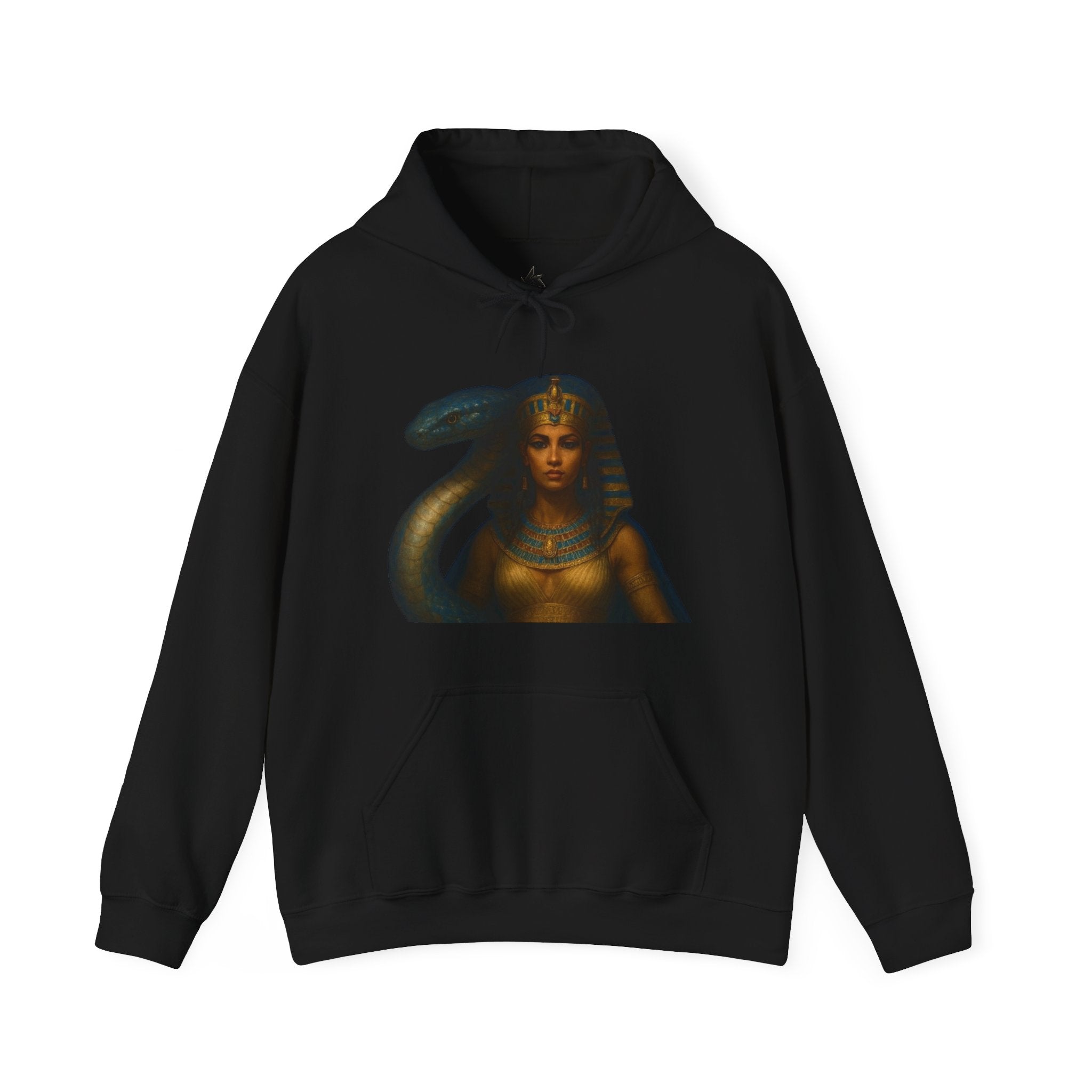 PRB Egyptian Goddess Portrait Hoodie | Serpent Headdress, Ancient Queen Art by Printify
