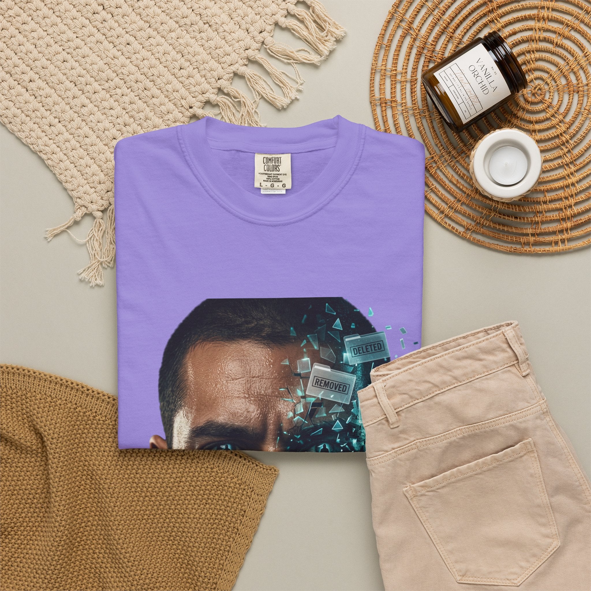 Syndication Loop Cyberpunk Portrait Tee — Tech-Noir Graphic T-Shirt | Power Runs Black by Printify
