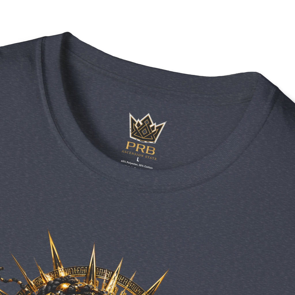 Power Runs Black PRB | Black Woman Portrait, Gold Accents Panther Graphics T by Power Runs Black