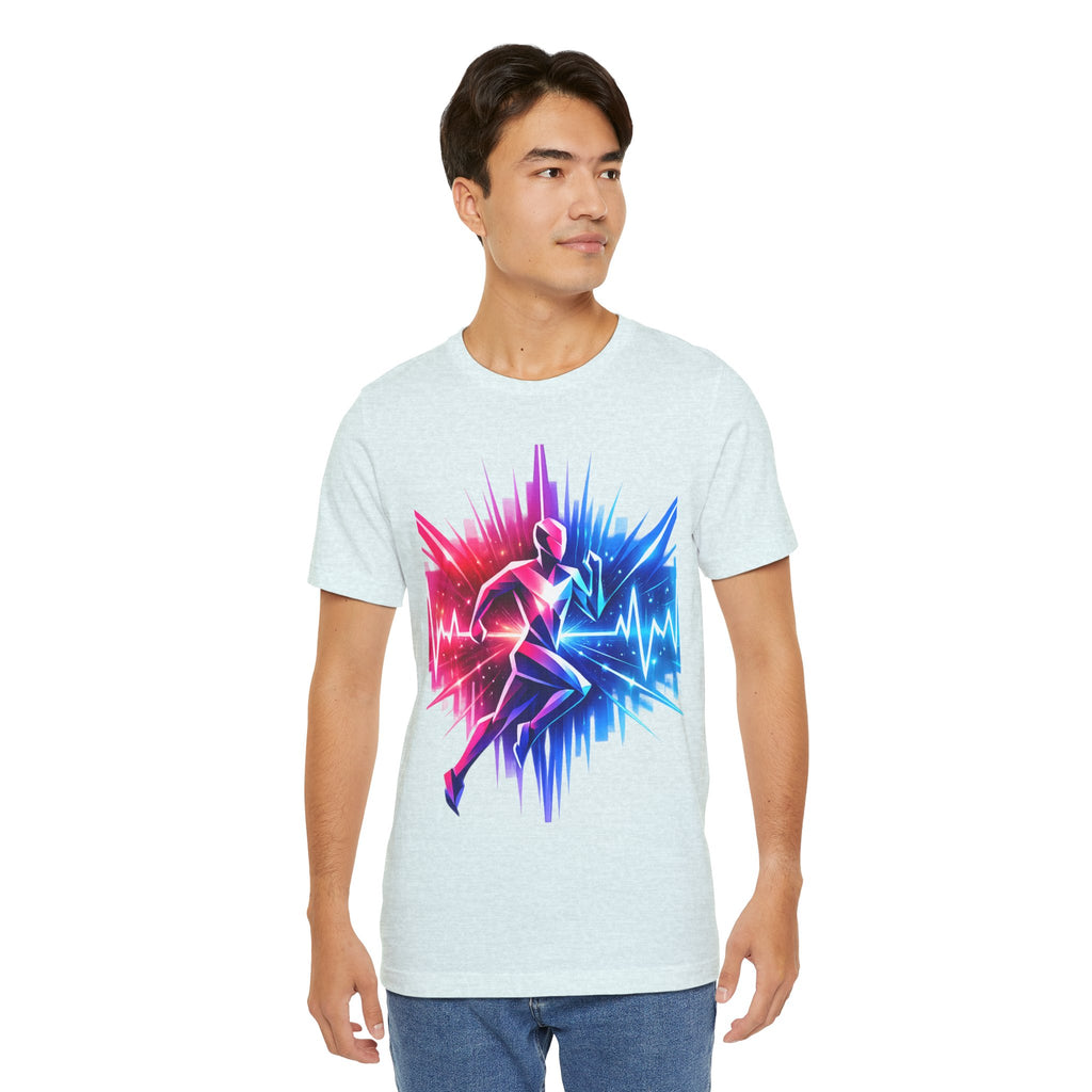 Power Runs Black PRB Running Pulse Graphic Tee — Neon Runner Heartbeat Sports T‑Shirt by Power Runs Black