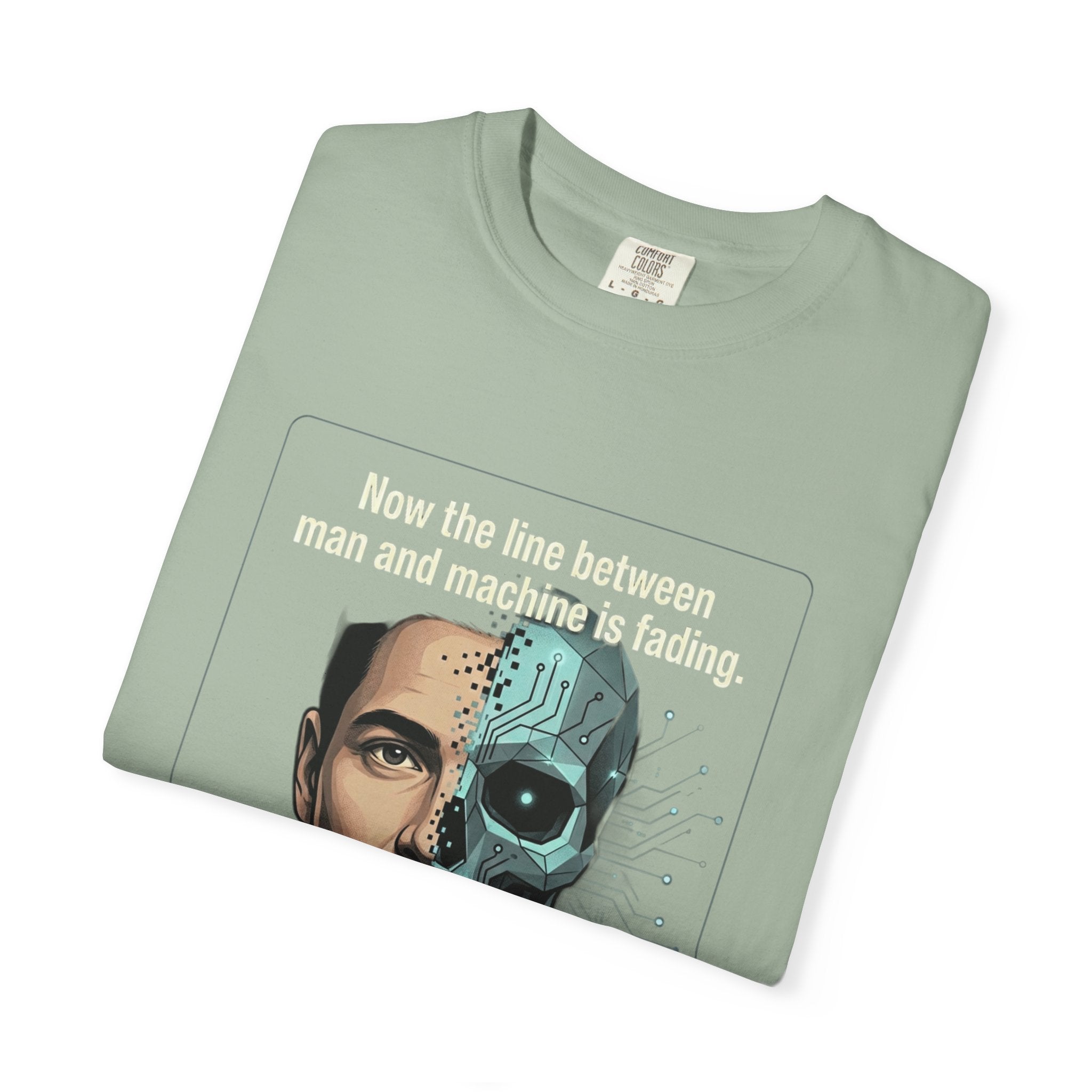 Power Runs Black AI Fusion Graphic T-Shirt — "The Core Age" Split Face Design by Power Runs Black