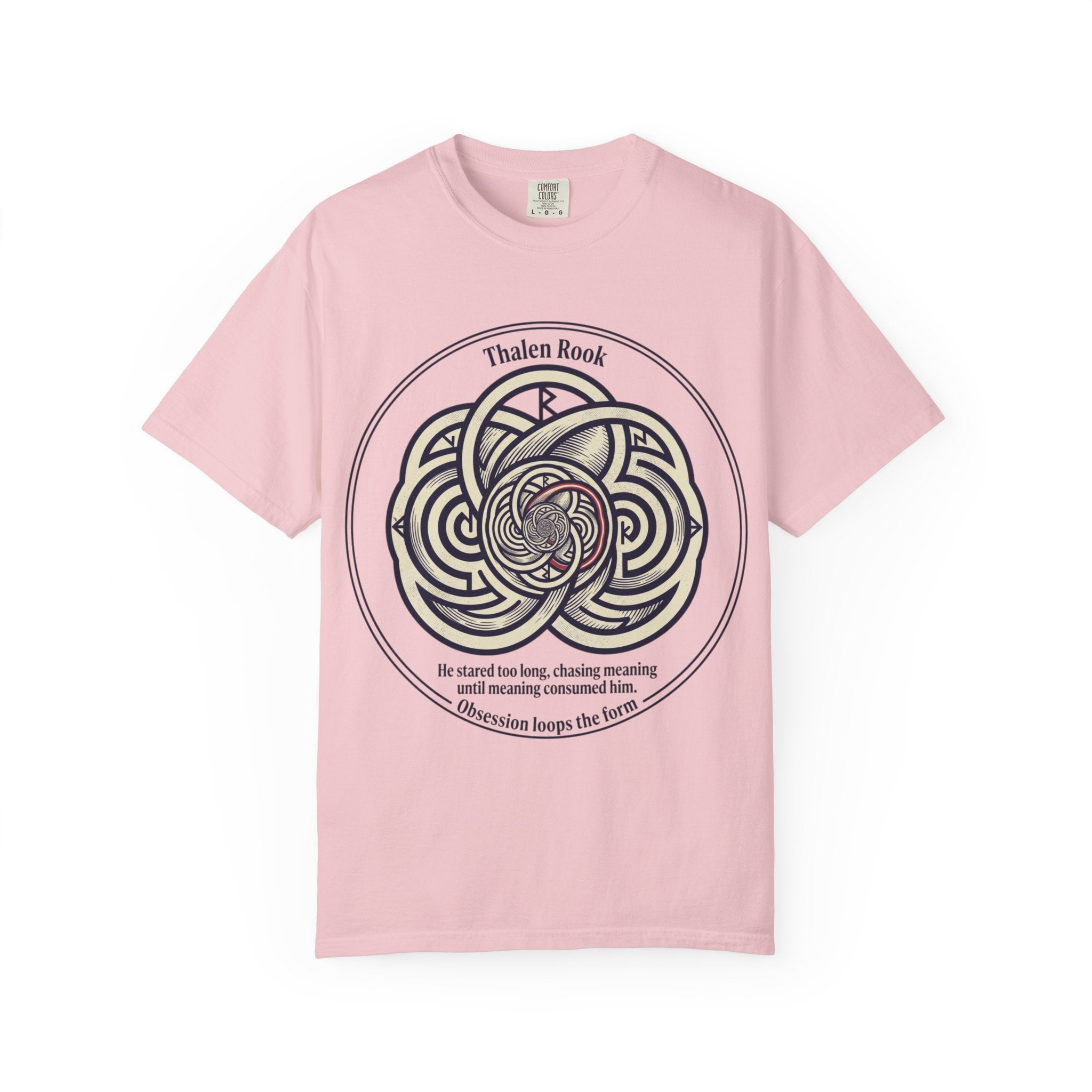 Power Runs Black PRB Thalen Rook Celtic Knot Graphic T-Shirt — "He stared too long..." Quote Tee by Power Runs Black
