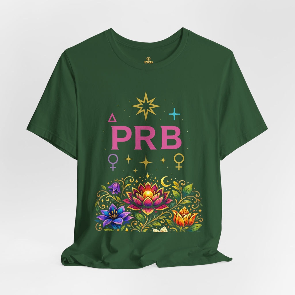 Pretty Rich Bitch The Collection by PRB Floral Lotus T‑Shirt — Colorful Spiritual Symbol Tee by Power Runs Black