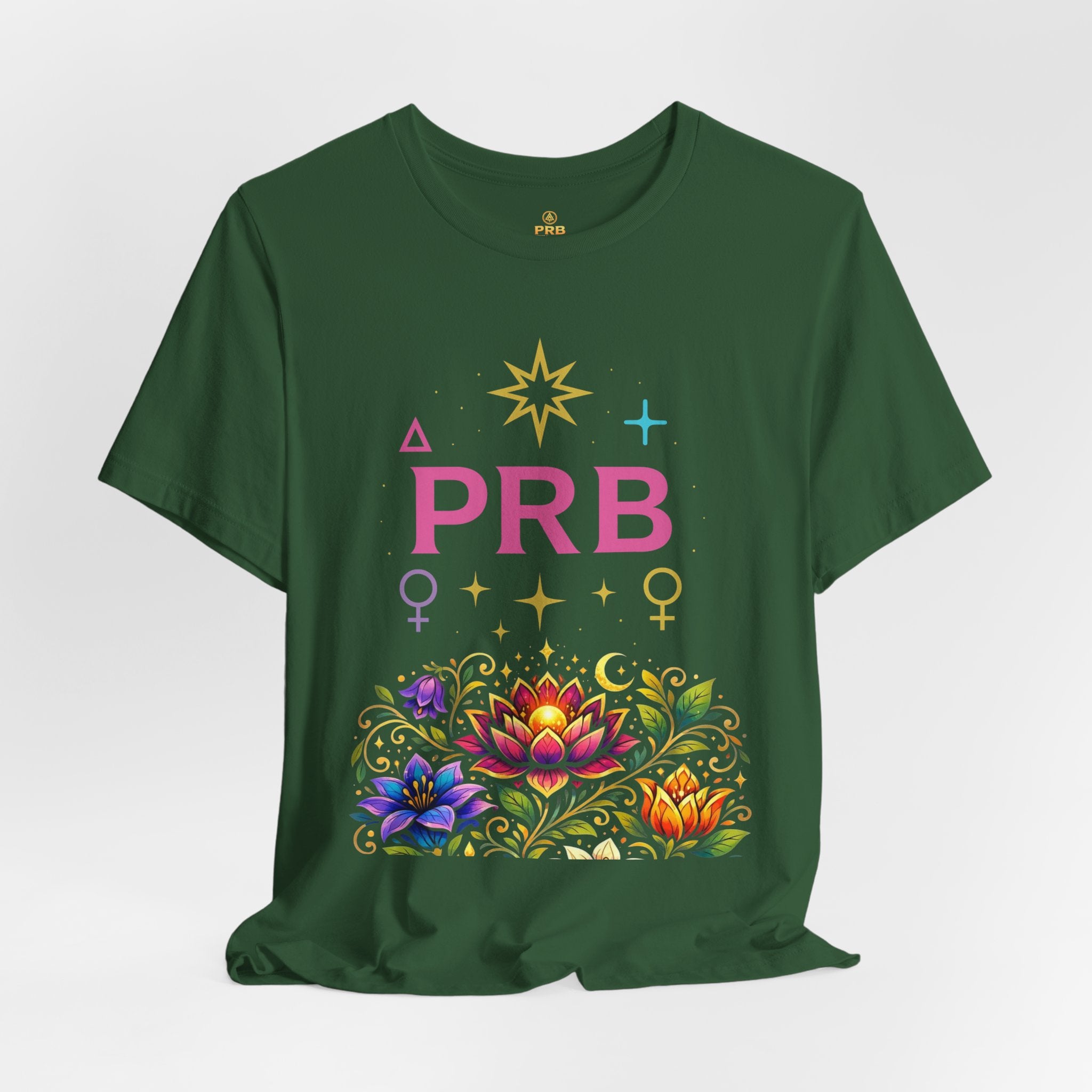 Pretty Rich Bitch The Collection by PRB Floral Lotus T‑Shirt — Colorful Spiritual Symbol Tee by Power Runs Black