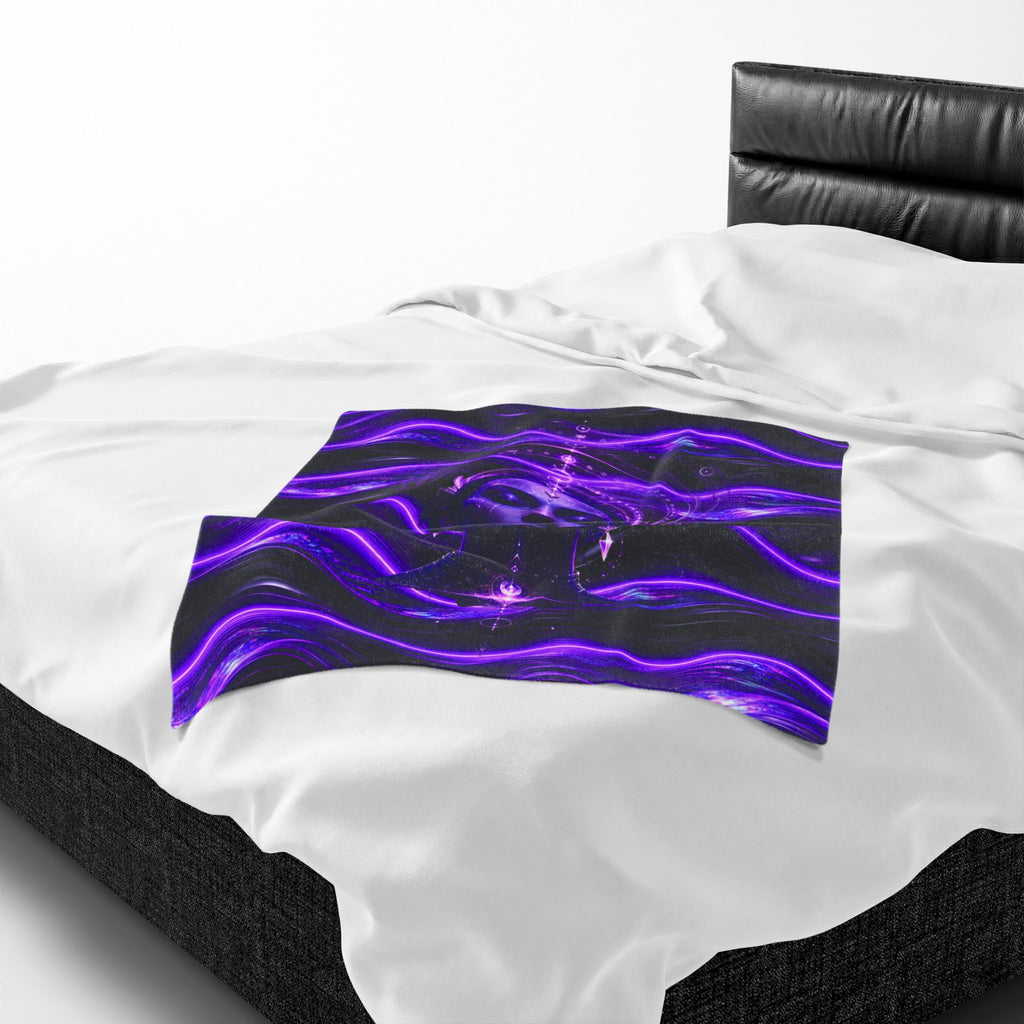 Power Runs Black Mystic Violet Aura Velveteen Plush Blanket by Power Runs Black