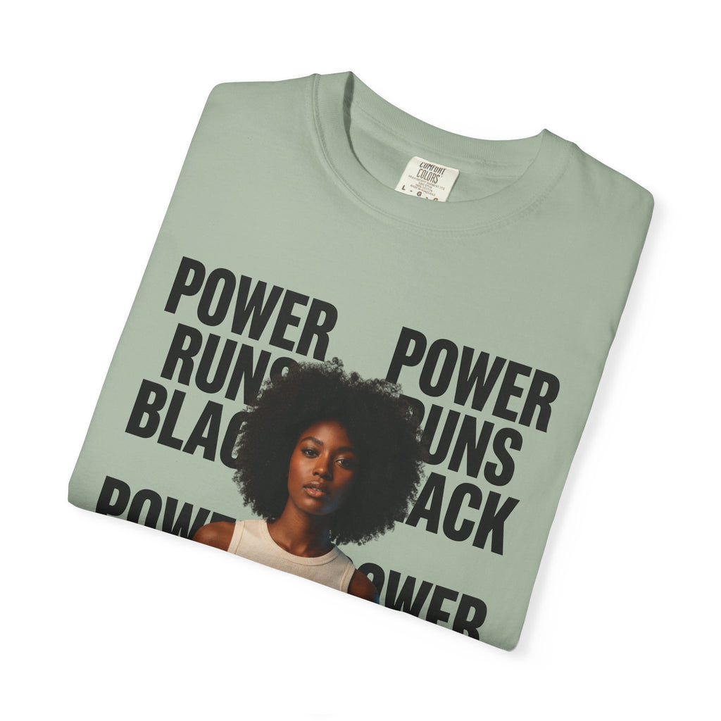 PRB Power Runs Black T-Shirt — Empowerment Portrait Tee by Power Runs Black