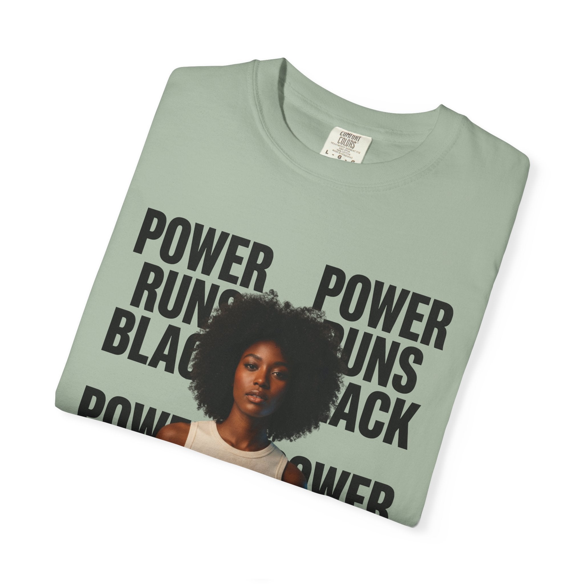 PRB Power Runs Black T-Shirt — Empowerment Portrait Tee by Power Runs Black