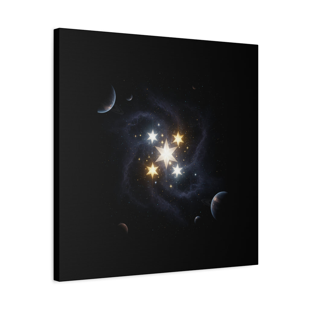 PRB Celestial Star Cluster Matte Canvas Print — Cosmic Planets Wall Art by Printify