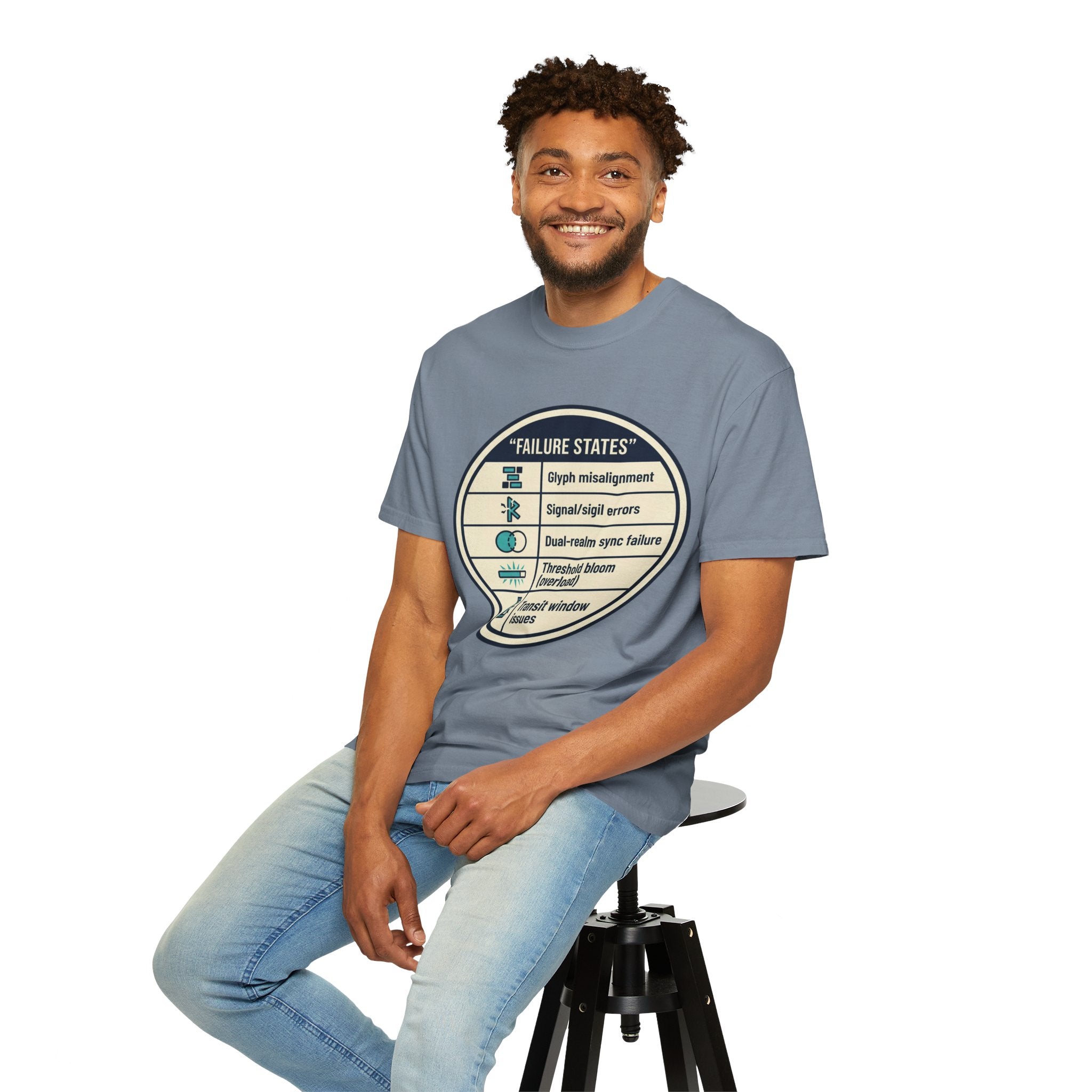 Power Runs Black PRB Failure States T-Shirt — Sci‑Fi Status Badge Graphic Tee by Power Runs Black