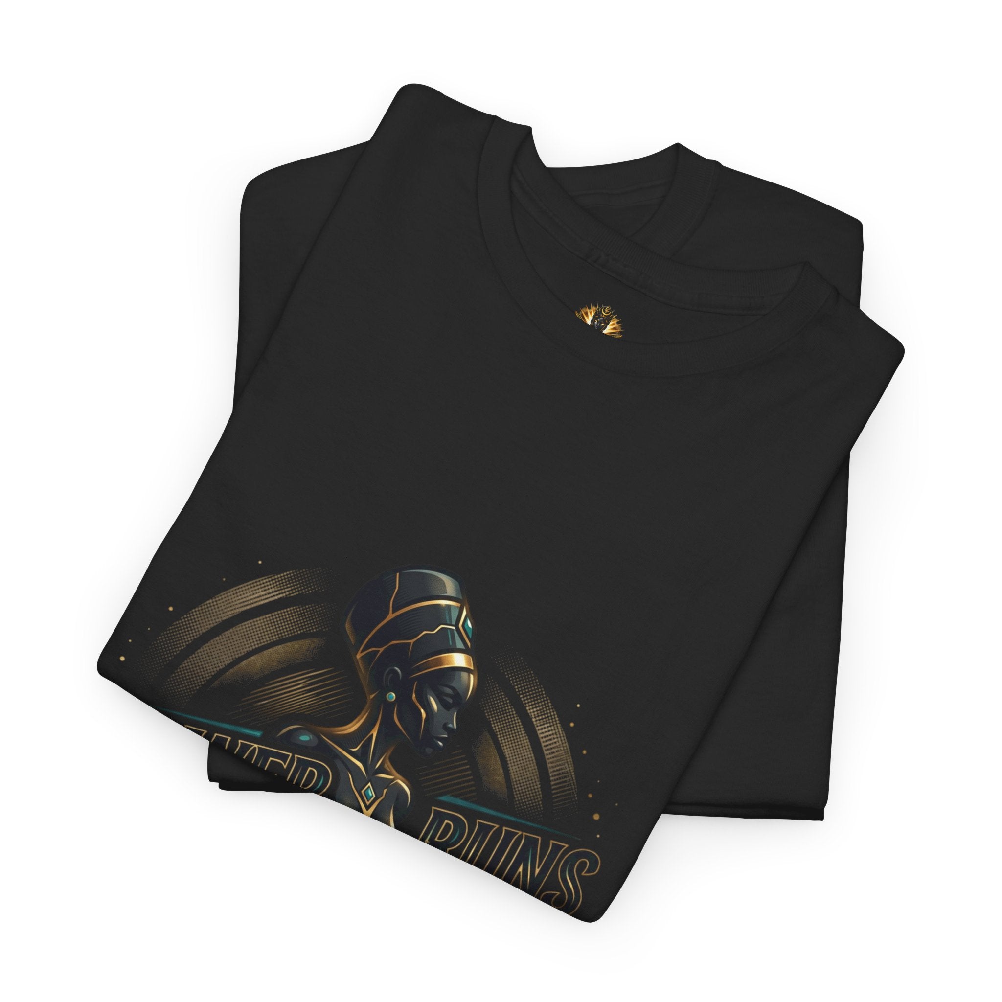 Power Runs Black Queen Goddess Graphics Tee by Printify
