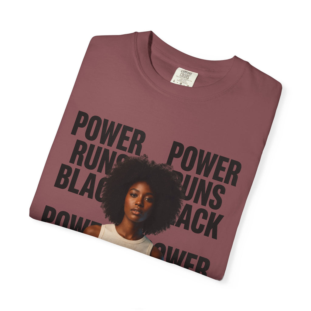Power Runs Black PRB Power Runs Black T-Shirt — Empowerment Portrait Tee by Printify