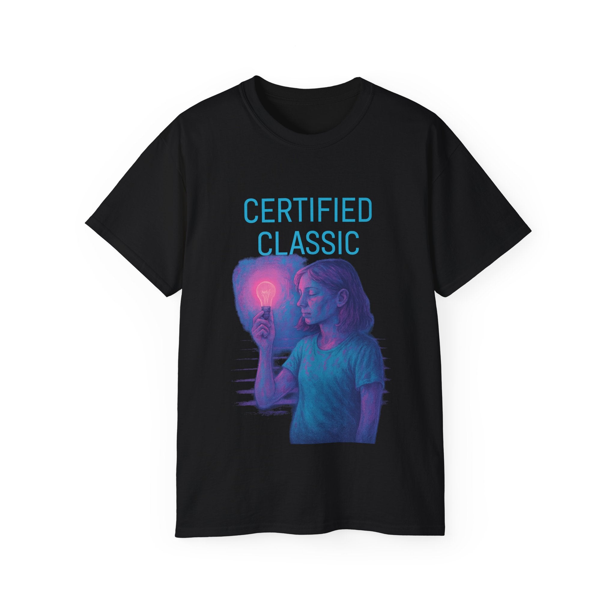 PRB Certified Classic portrait tee | Retro portrait holding light by Power Runs Black