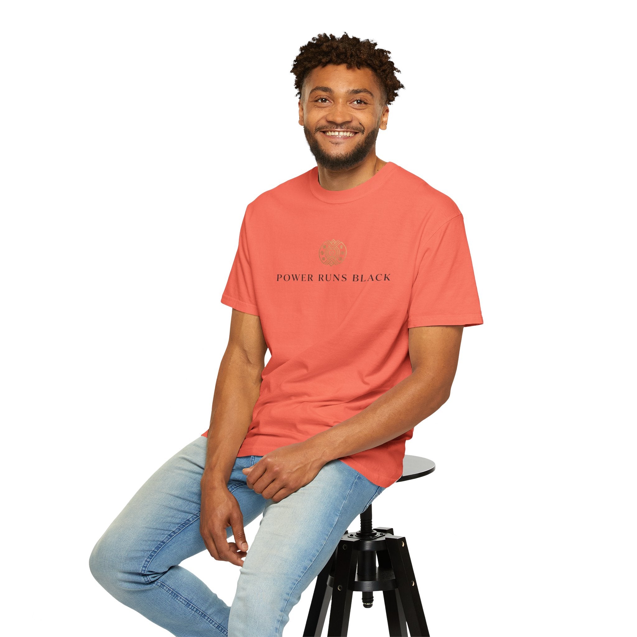 Power Runs Black PRB Graphic T-Shirt — Minimal Emblem Tee by Power Runs Black