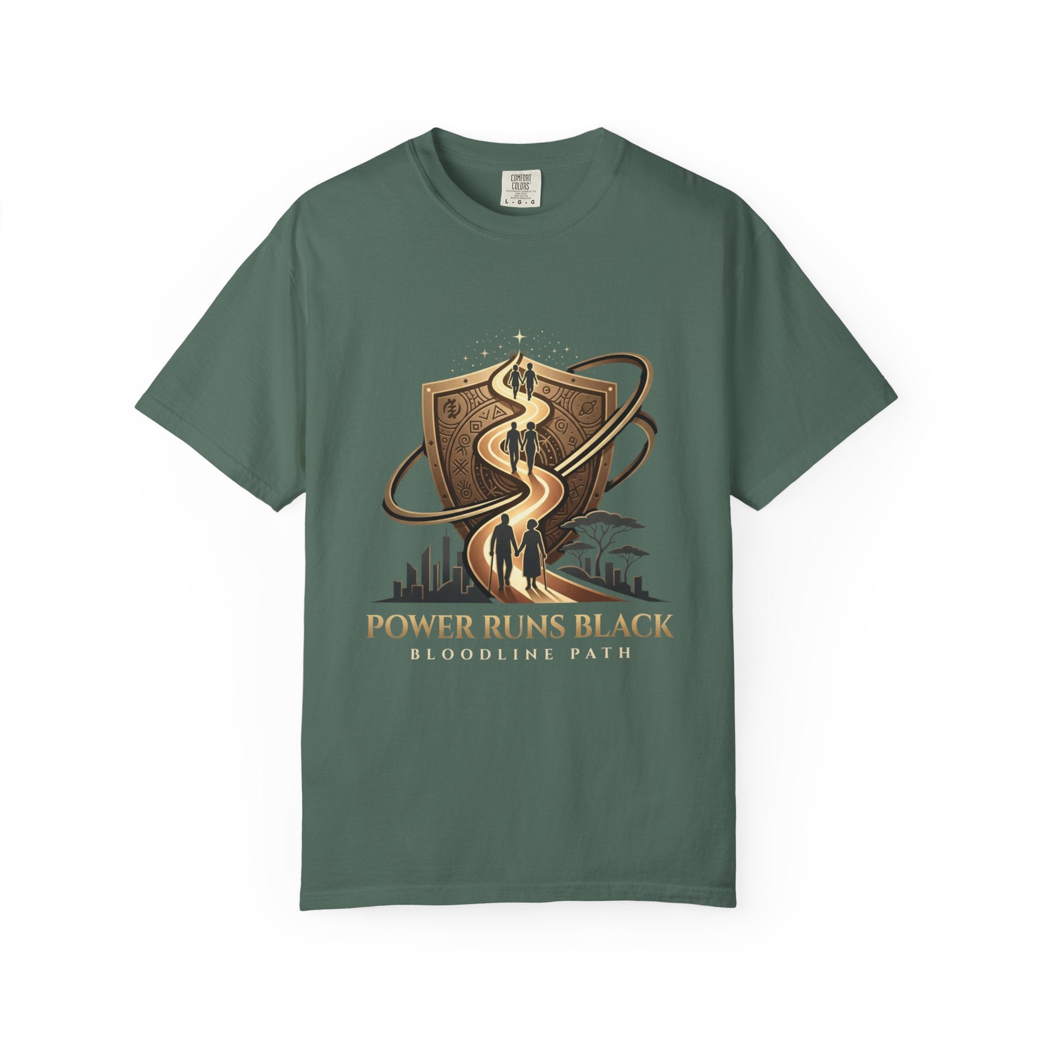 PRB Shield City Skyline Graphic T-Shirt | Serpent Emblem Streetwear Tee by Printify