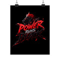 Power Runs Black Matte Poster — Red Panther Skull Graphic Wall Art by Power Runs Black