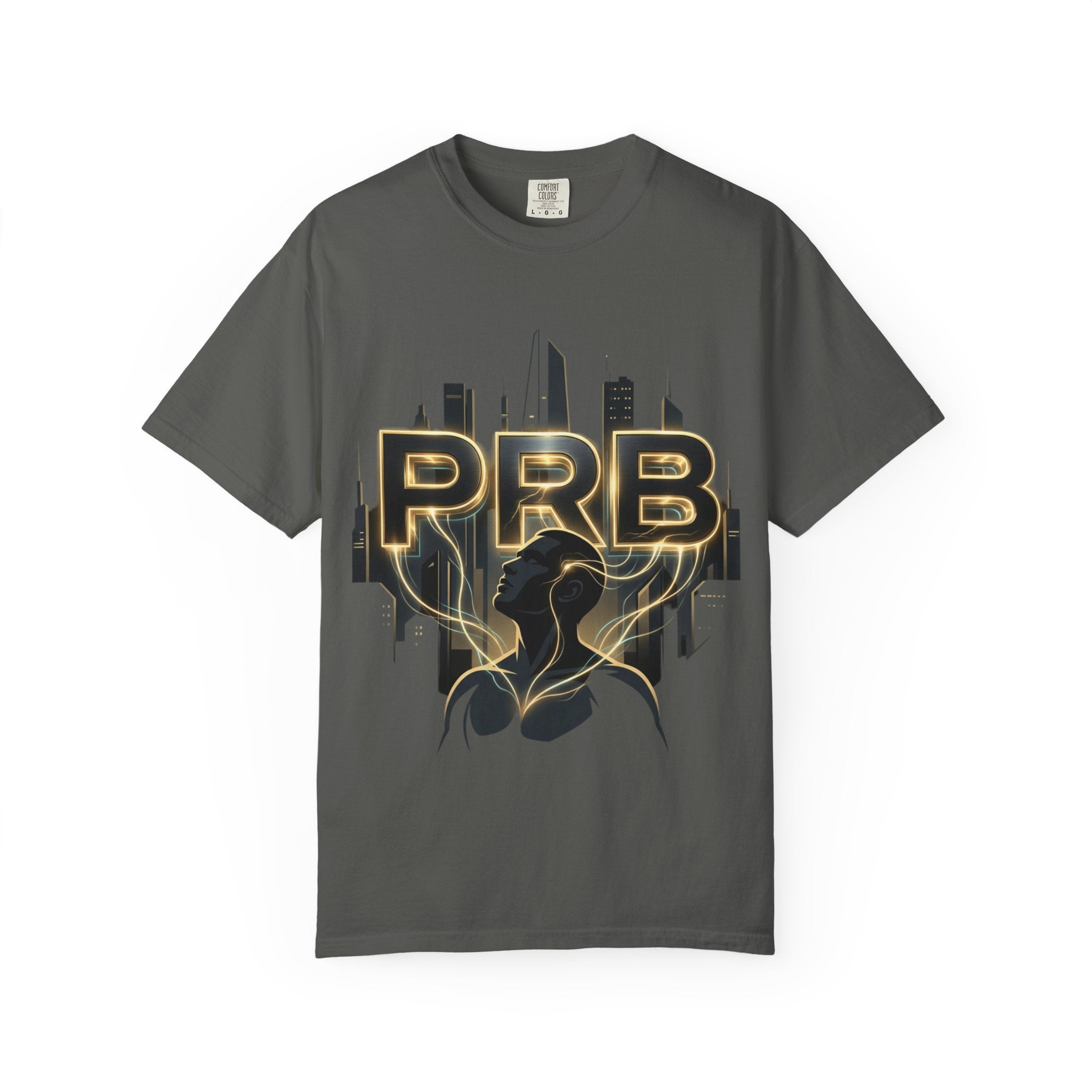 PRB Cityscape Graphic T-Shirt | Black & Gold Urban Streetwear Tee by Printify