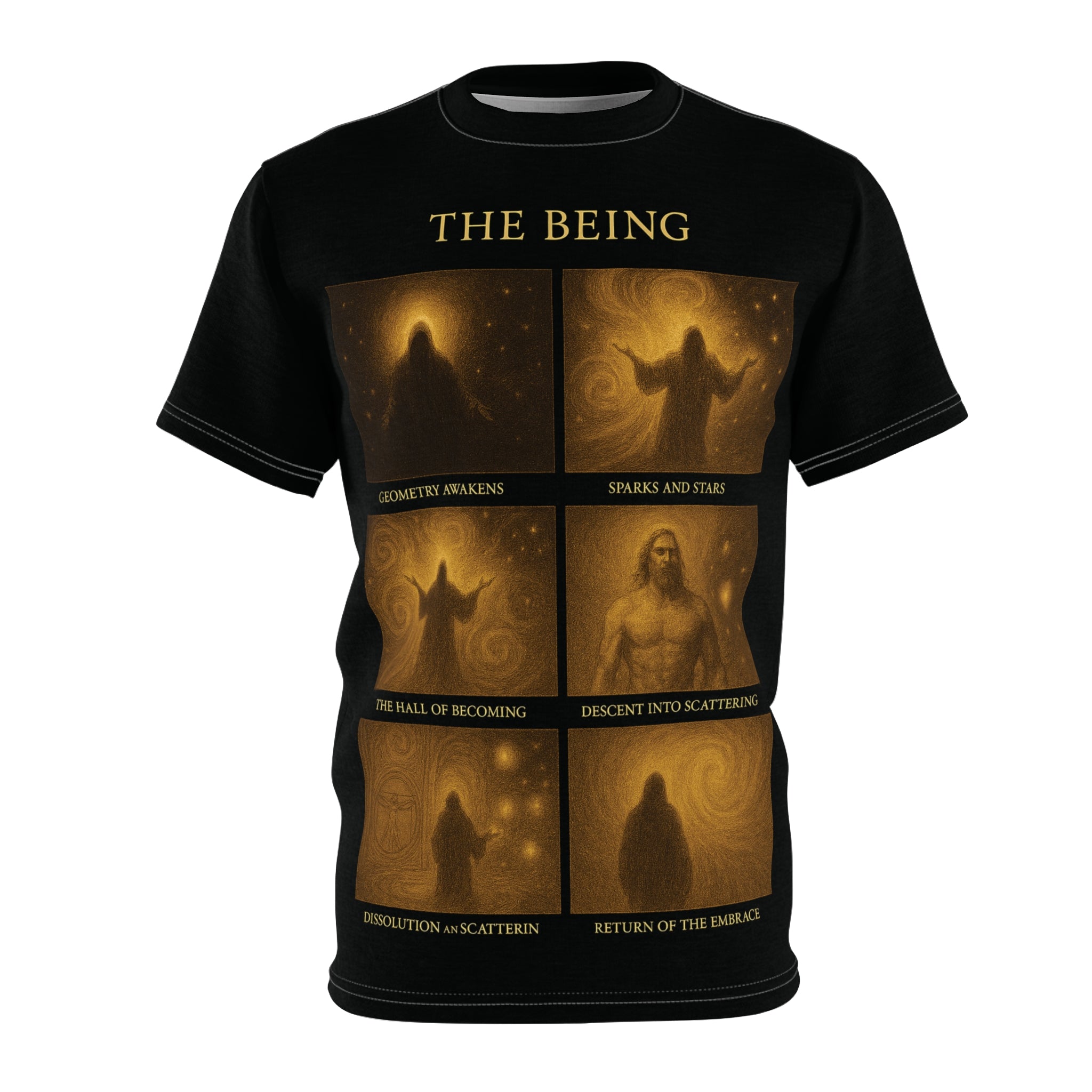 PRB The Being Graphic Tee — Spiritual Illustration Panel Shirt by Power Runs Black