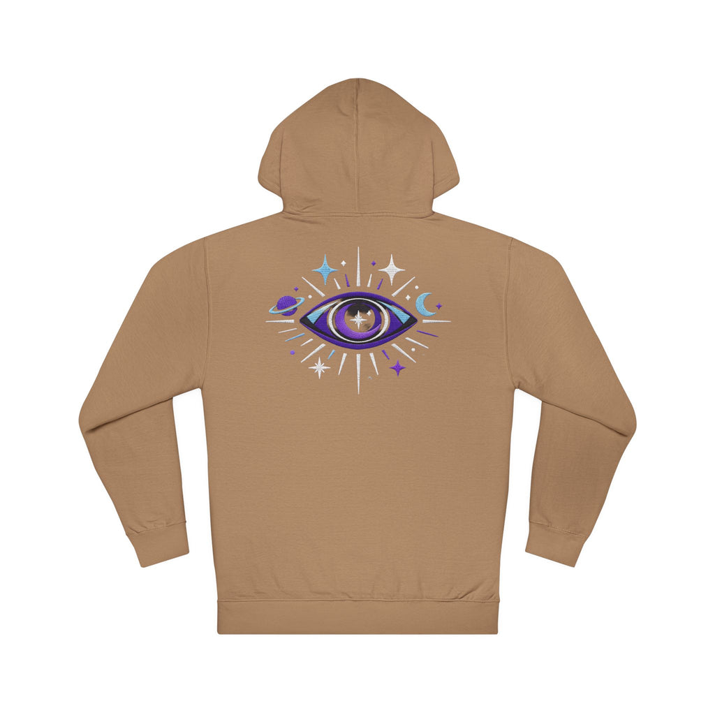PRB Mystic Purple All-Seeing Eye Hoodie | Celestial Stars Moon by Power Runs Black