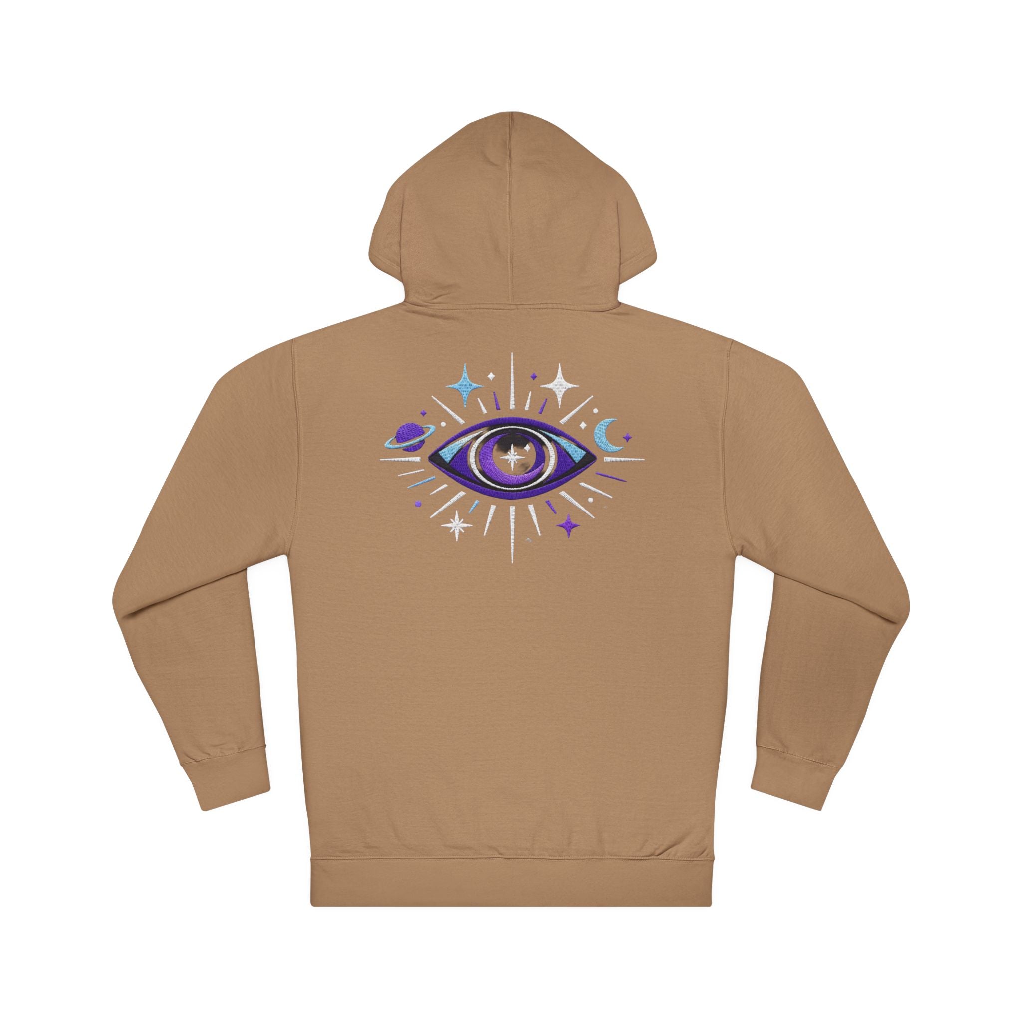 PRB Mystic Purple All-Seeing Eye Hoodie | Celestial Stars Moon by Power Runs Black