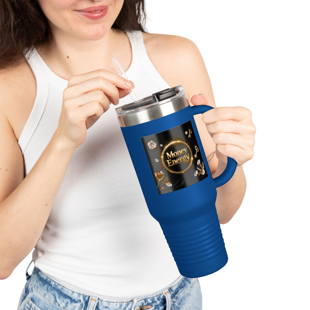 PRB 40oz Insulated Travel Mug — "Money Energy" Motivational Design by Printify