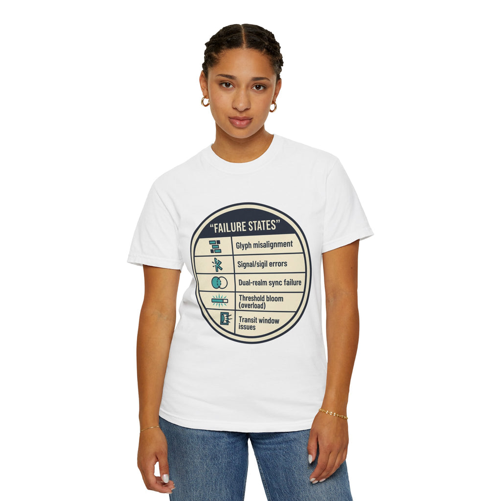 Power Runs Black PRB Failure States T-Shirt — Sci‑Fi Status Badge Graphic Tee by Power Runs Black