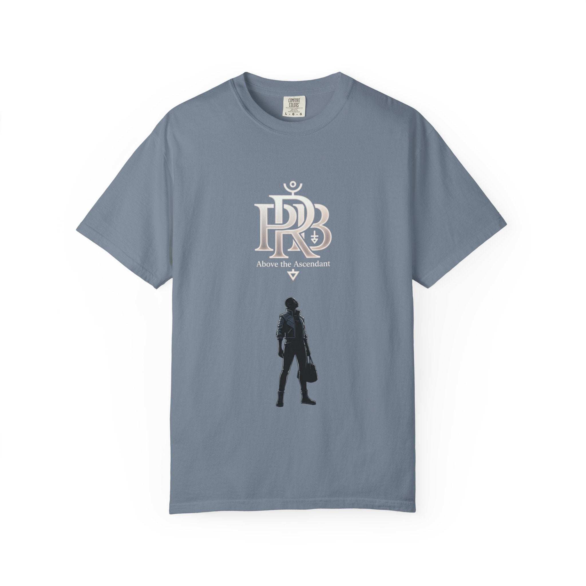 Printify Silhouette Logo T‑Shirt — Minimalist Dressed Figure & PRD Monogram - T-Shirt