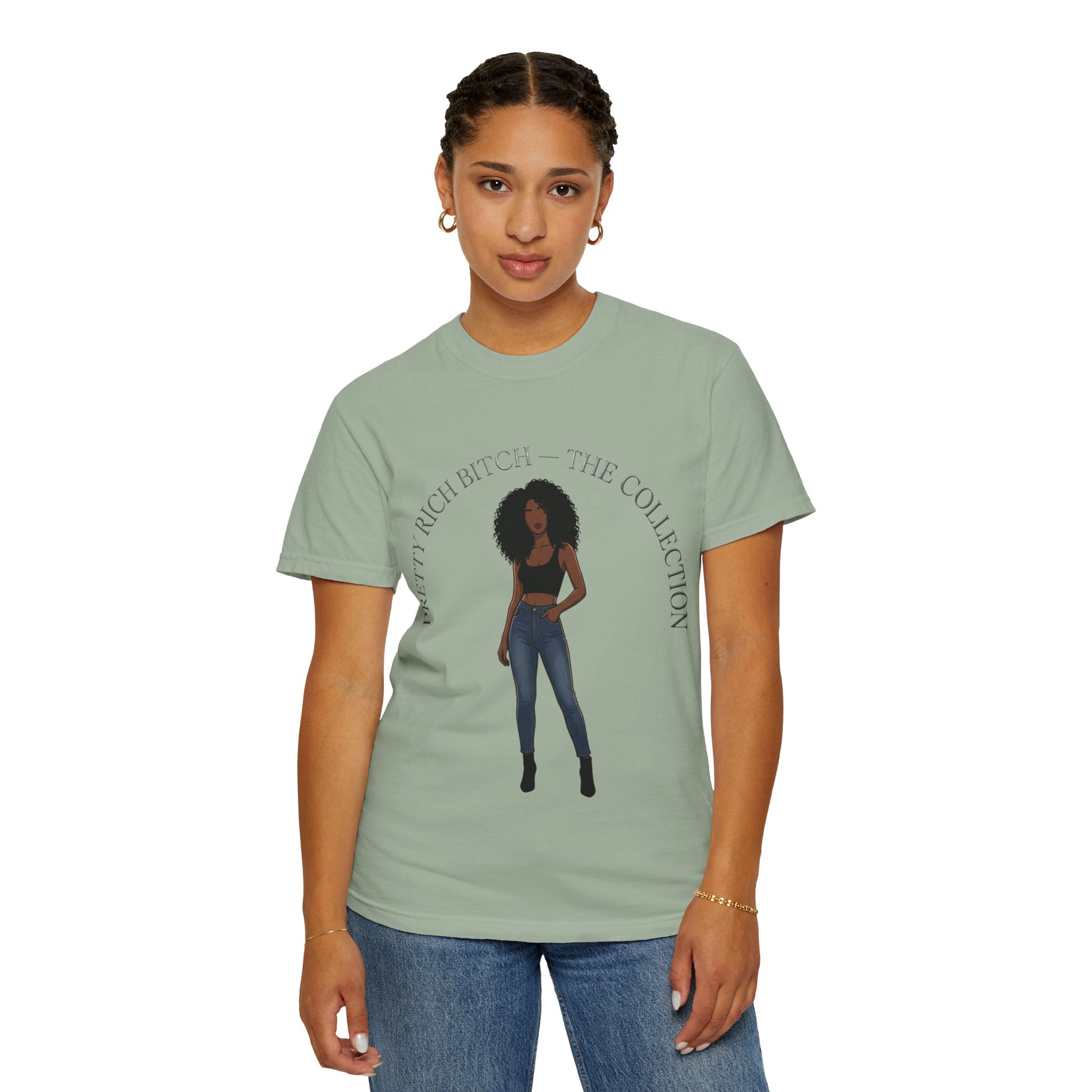 Pretty Rich Bitch The Collection by PRB Graphic Tee (Afro Curly Woman) by Power Runs Black