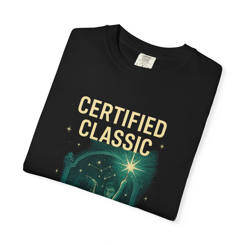 PRB Certified Classic illustration T-shirt | vintage camping, night sky, campfire by Power Runs Black