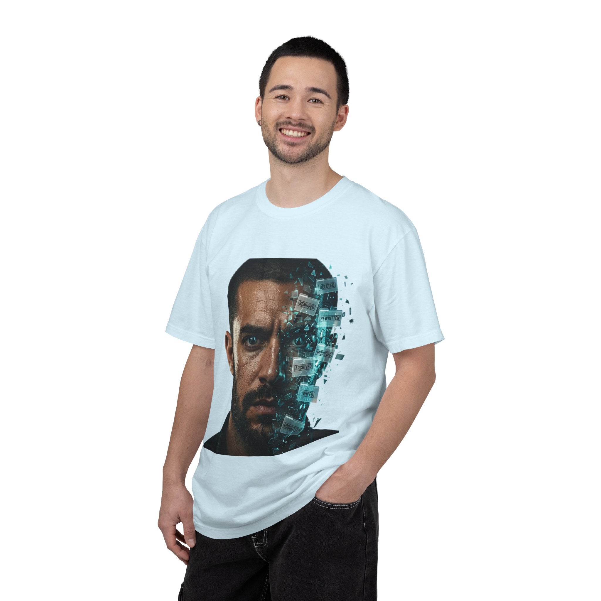 Syndication Loop Cyberpunk Portrait Tee — Tech-Noir Graphic T-Shirt | Power Runs Black by Printify