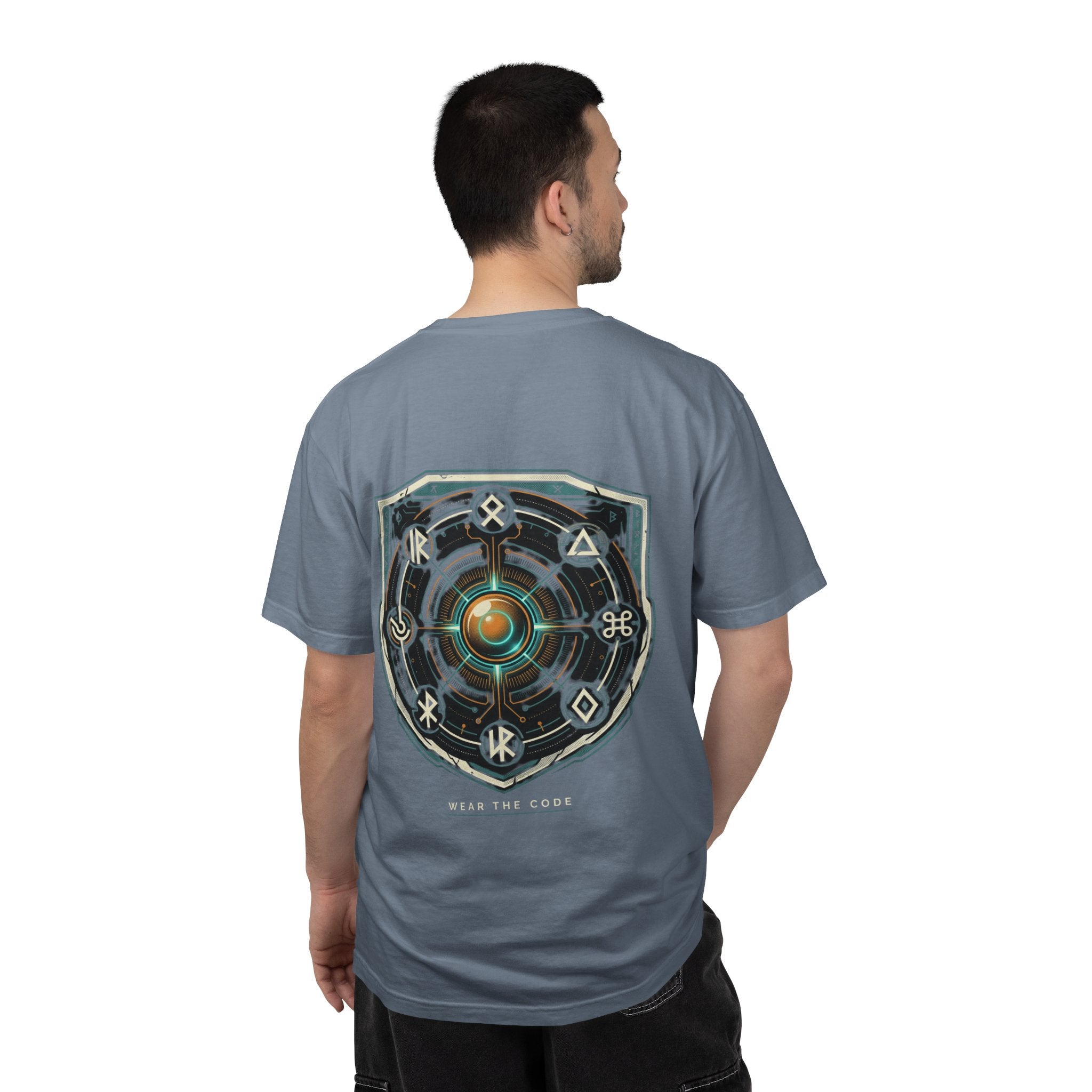 Power Runs Black PRB "Wear The Code" Mystic Shield T-Shirt — Geometric Sigil Graphic Tee by Printify